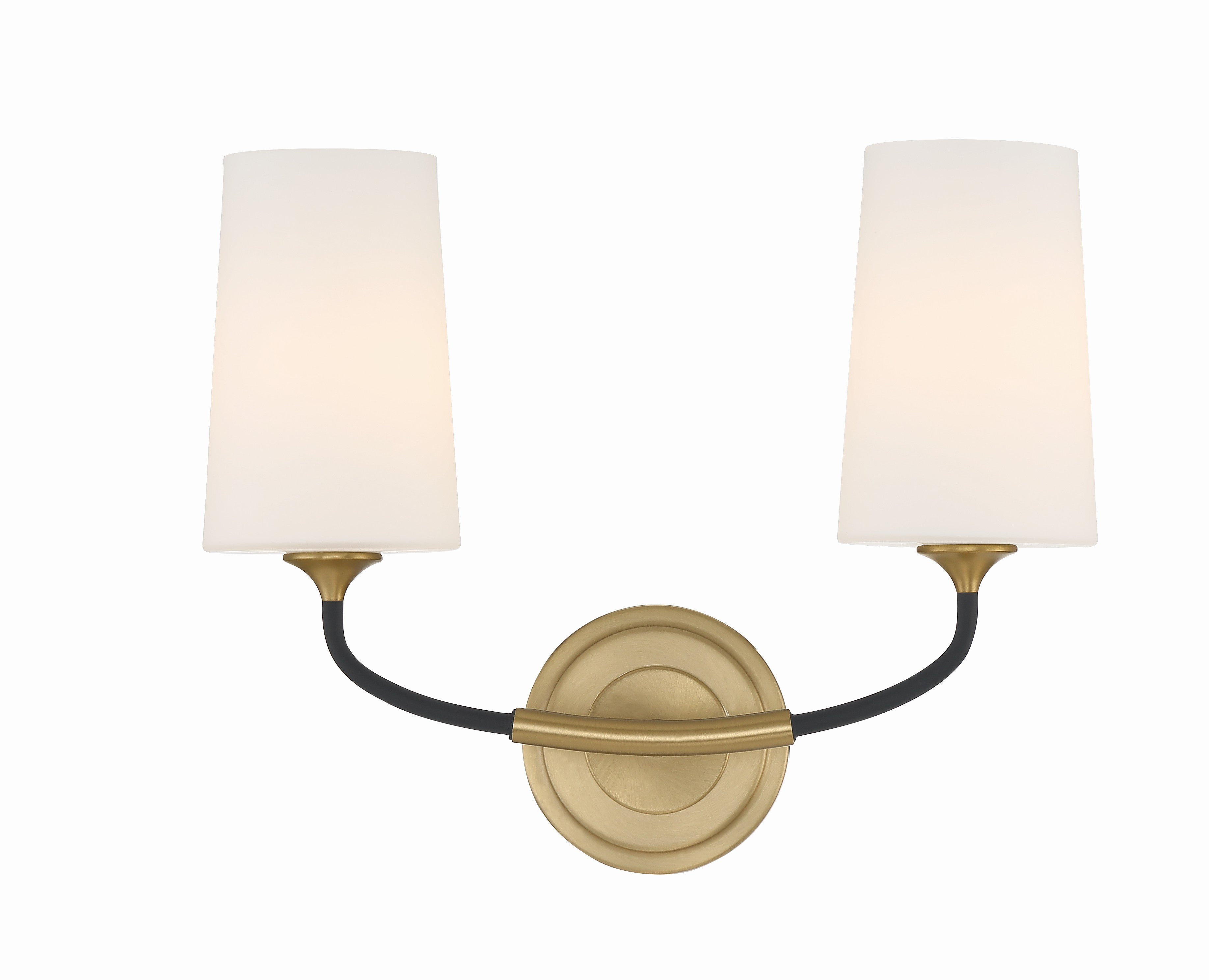 Crystorama Niles NIL-70012-BF-MG – 15 Inch – 2 Light – Sconce – Black Forged + Modern Gold – Damp Rated