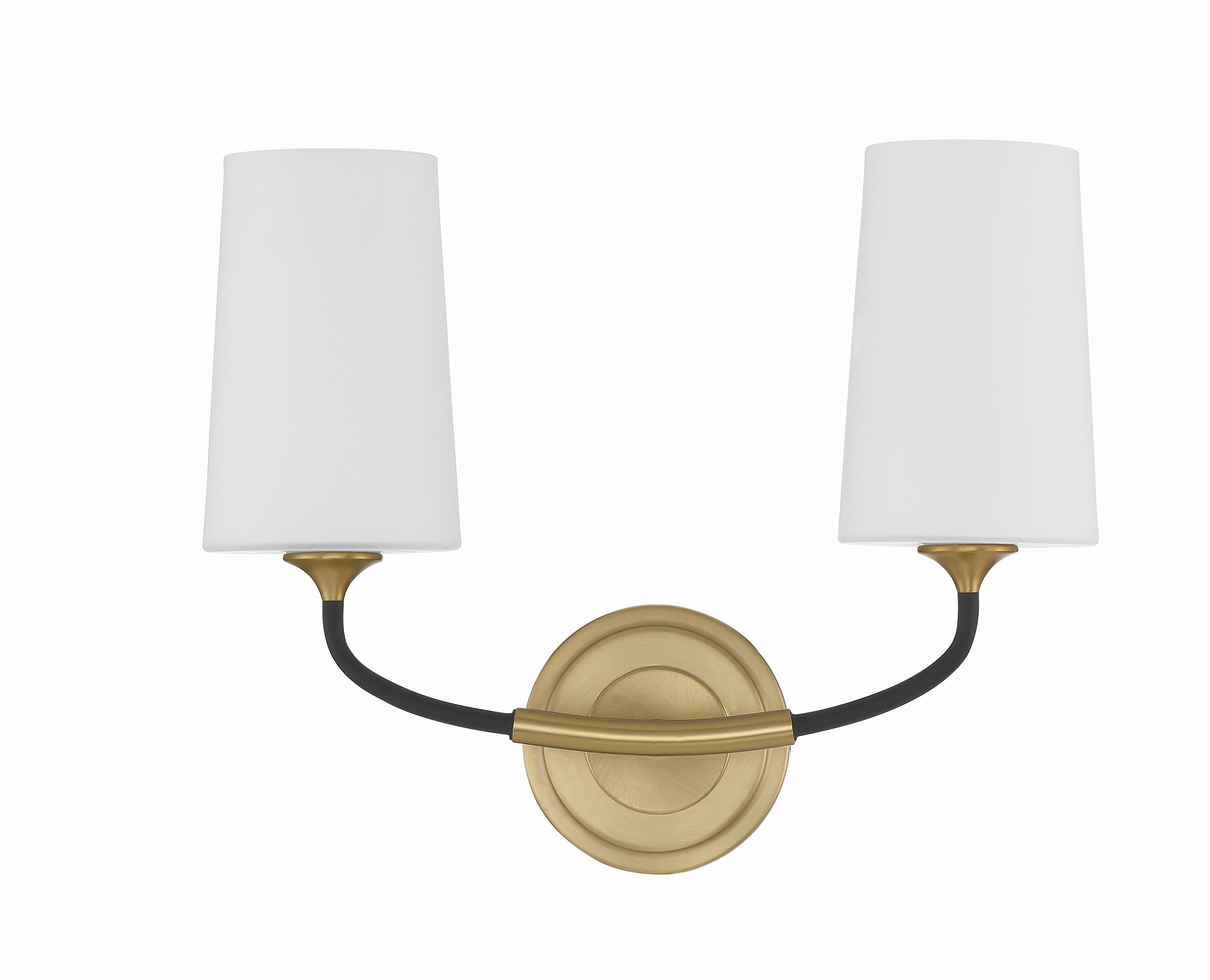 Crystorama Niles NIL-70012-BF-MG – 15 Inch – 2 Light – Sconce – Black Forged + Modern Gold – Damp Rated