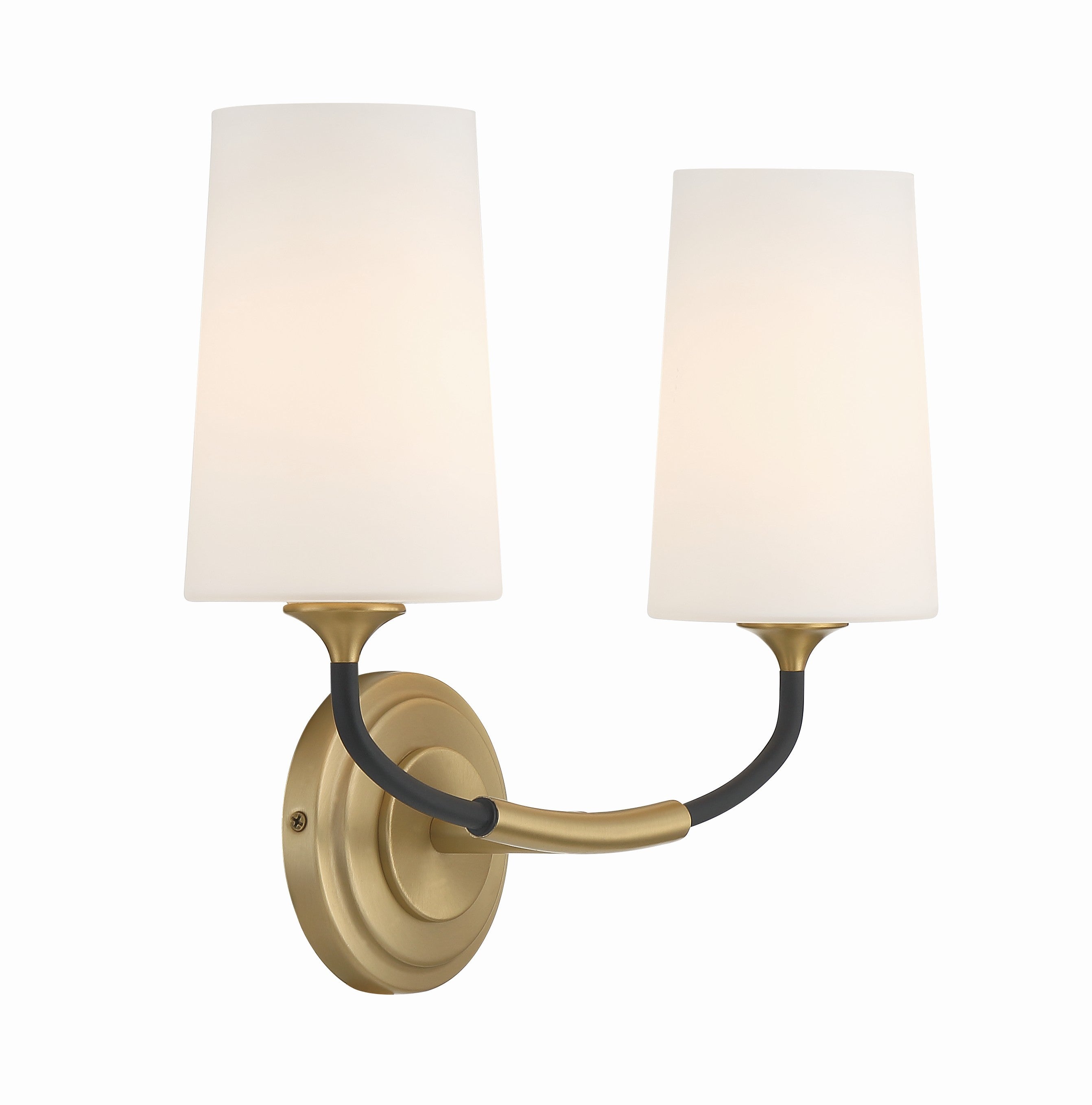 Crystorama Niles NIL-70012-BF-MG – 15 Inch – 2 Light – Sconce – Black Forged + Modern Gold – Damp Rated