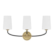 Crystorama Niles NIL-70013-BF-MG – 23.5 Inch – 3 Light – Bath Vanity Light – Black Forged + Modern Gold – Damp Rated