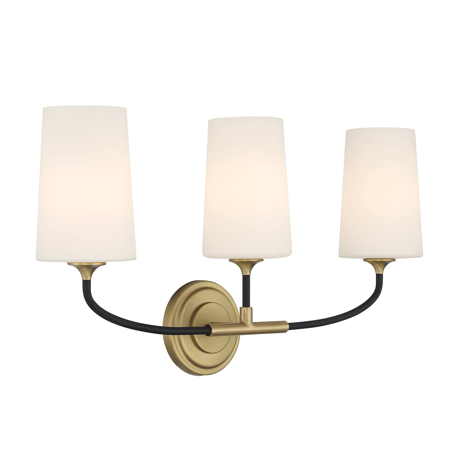 Crystorama Niles NIL-70013-BF-MG – 23.5 Inch – 3 Light – Bath Vanity Light – Black Forged + Modern Gold – Damp Rated