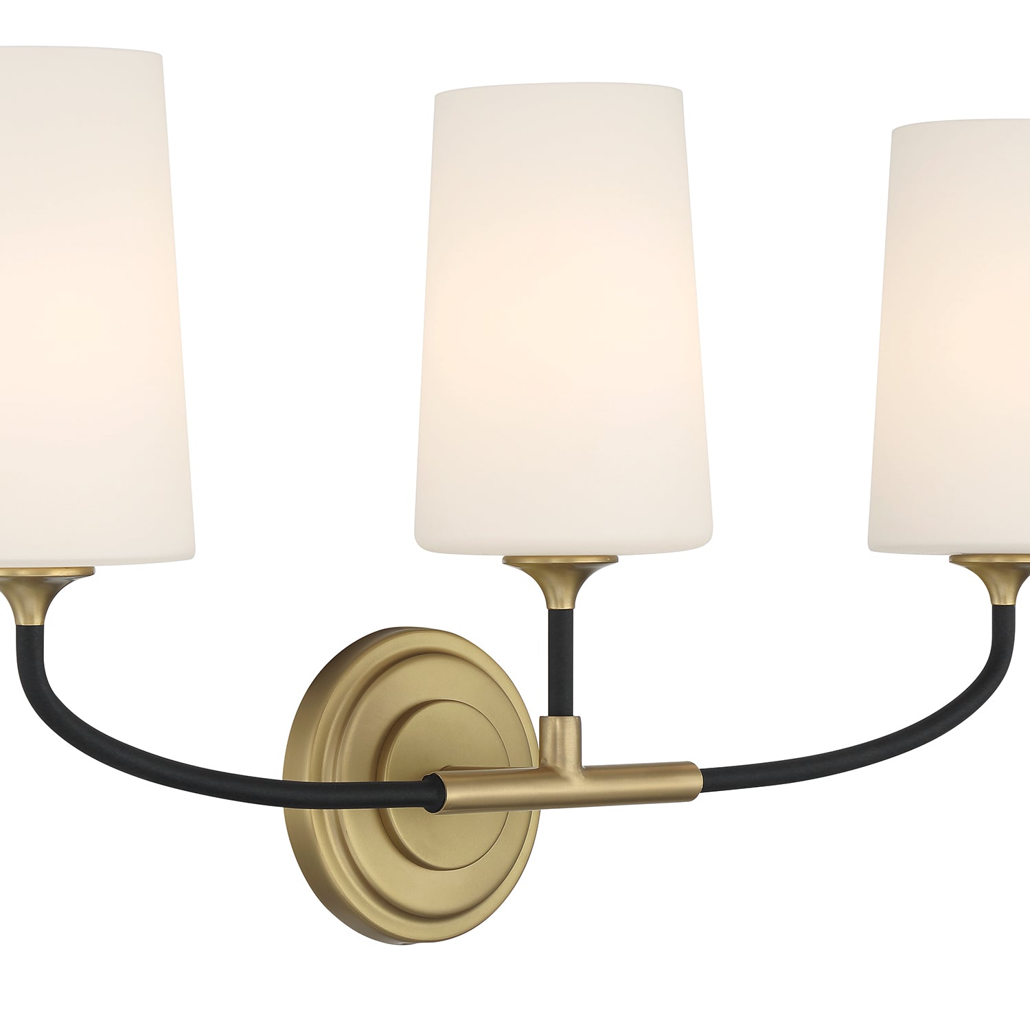 Crystorama Niles NIL-70013-BF-MG – 23.5 Inch – 3 Light – Bath Vanity Light – Black Forged + Modern Gold – Damp Rated