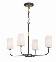 Crystorama Niles NIL-70014-BF-MG – 29 Inch – 4 Light – Chandelier – Black Forged + Modern Gold – Damp Rated