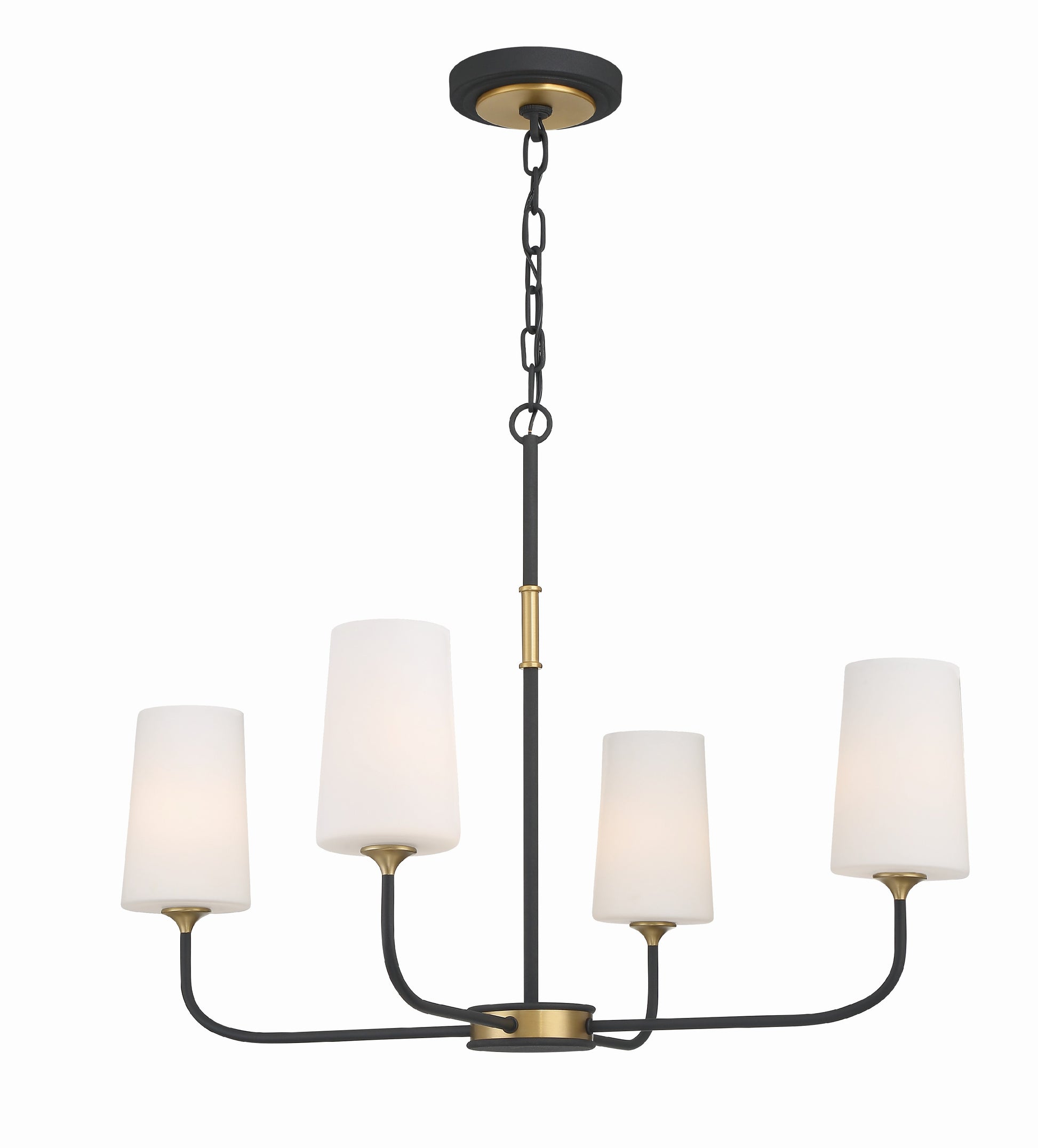 Crystorama Niles NIL-70014-BF-MG – 29 Inch – 4 Light – Chandelier – Black Forged + Modern Gold – Damp Rated