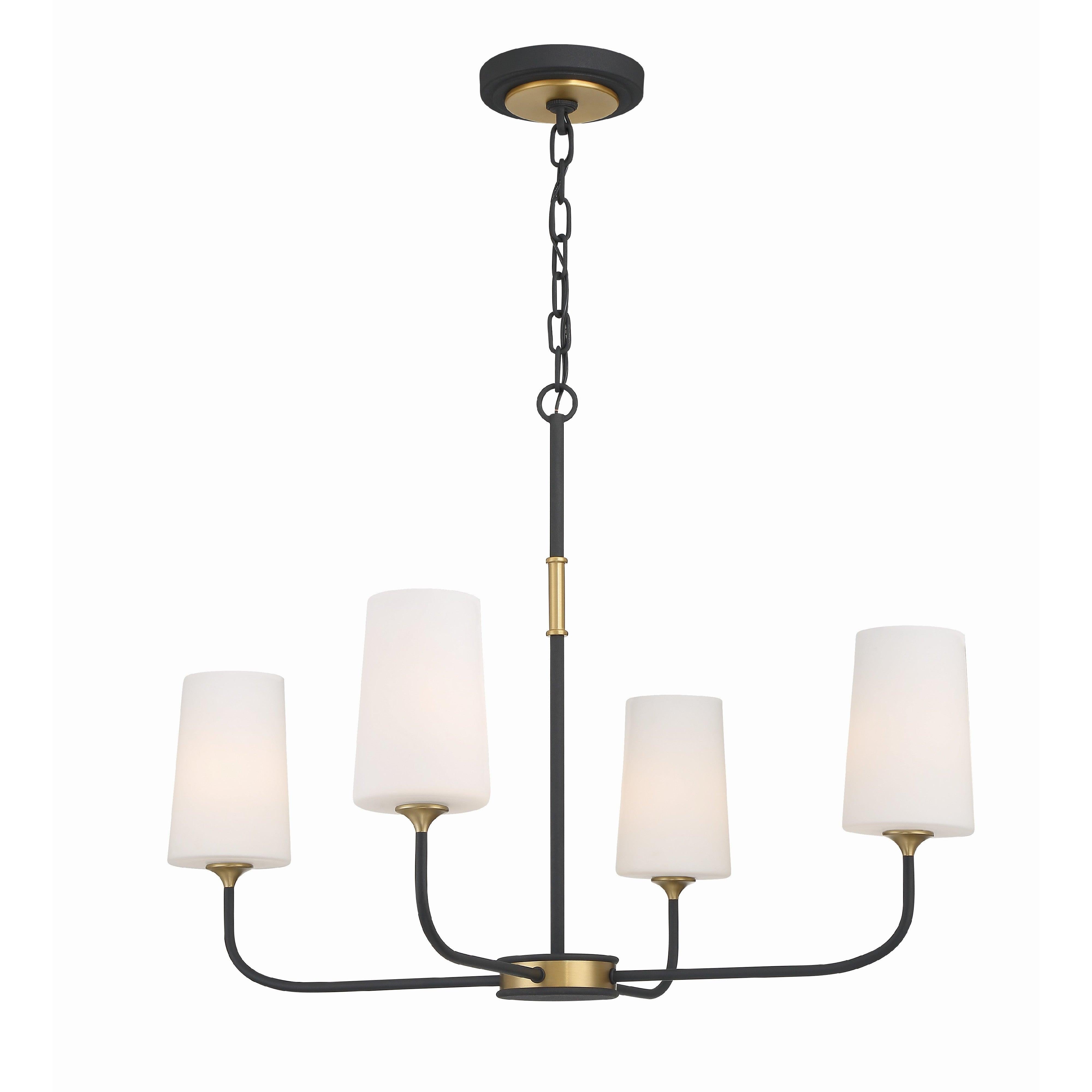 Crystorama Niles NIL-70014-BF-MG – 29 Inch – 4 Light – Chandelier – Black Forged + Modern Gold – Damp Rated