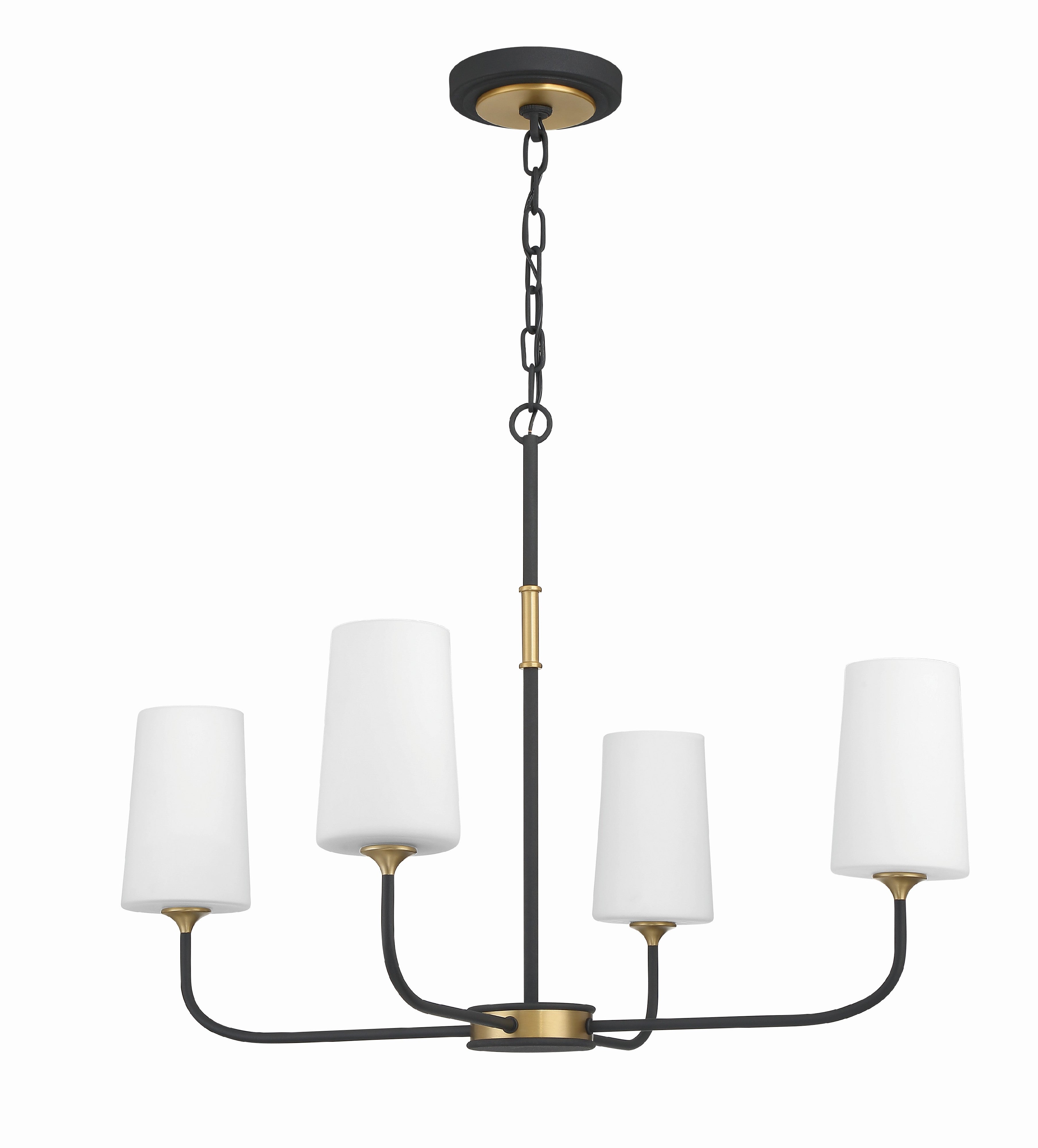 Crystorama Niles NIL-70014-BF-MG – 29 Inch – 4 Light – Chandelier – Black Forged + Modern Gold – Damp Rated