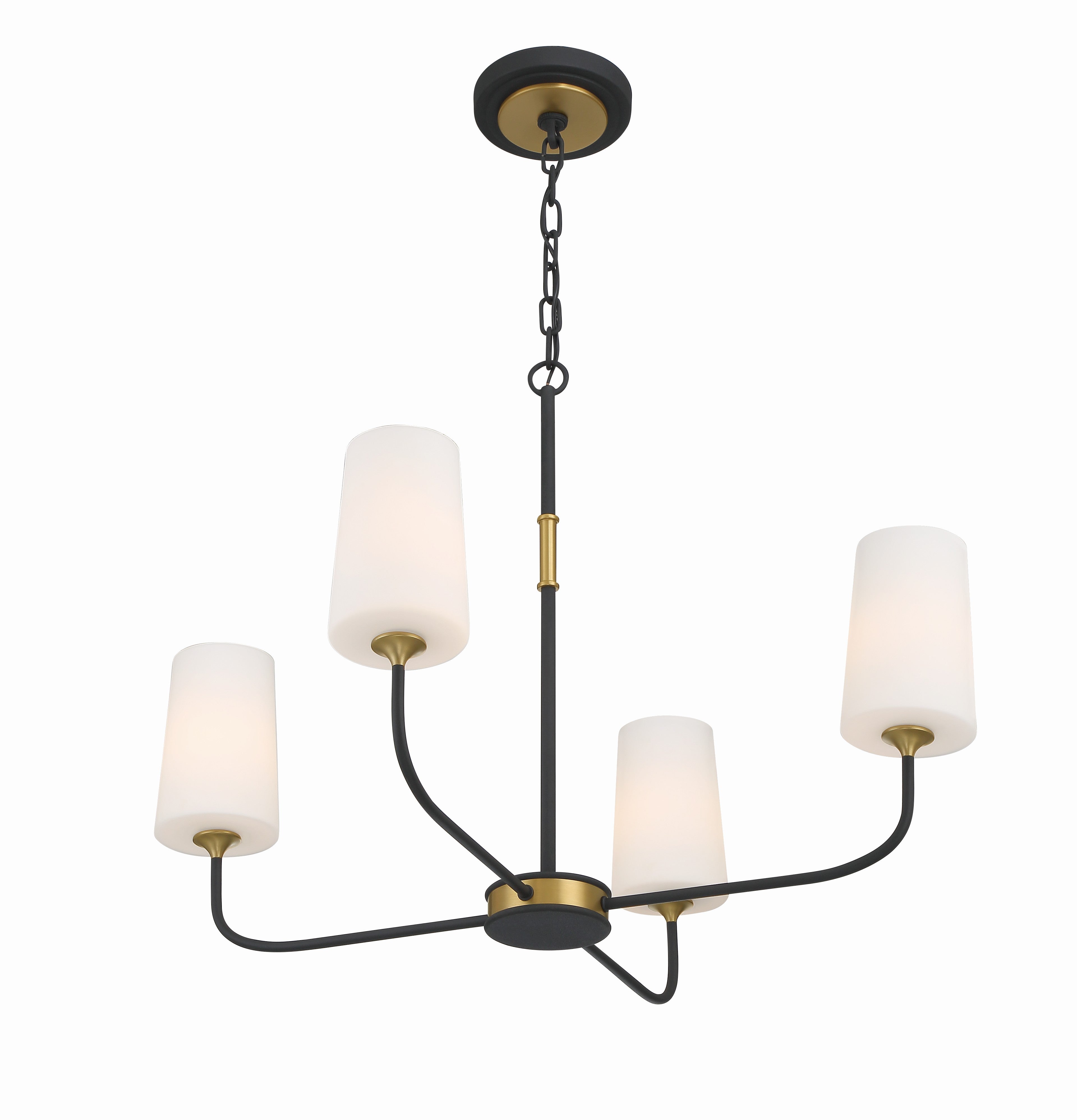 Crystorama Niles NIL-70014-BF-MG – 29 Inch – 4 Light – Chandelier – Black Forged + Modern Gold – Damp Rated
