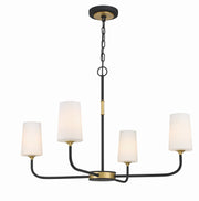 Crystorama Niles NIL-70015-BF-MG – 34 Inch – 4 Light – Chandelier – Black Forged + Modern Gold – Damp Rated