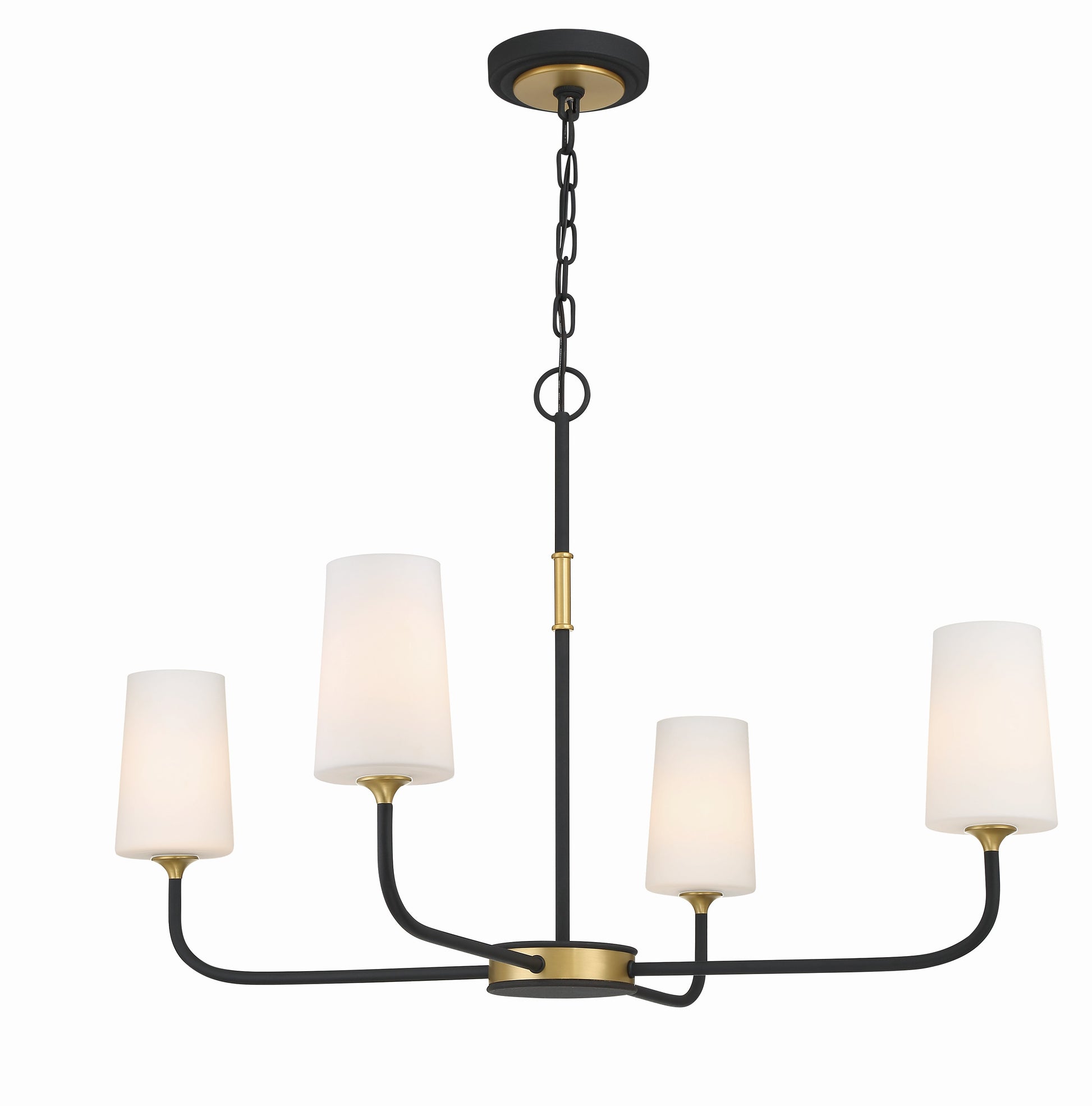Crystorama Niles NIL-70015-BF-MG – 34 Inch – 4 Light – Chandelier – Black Forged + Modern Gold – Damp Rated