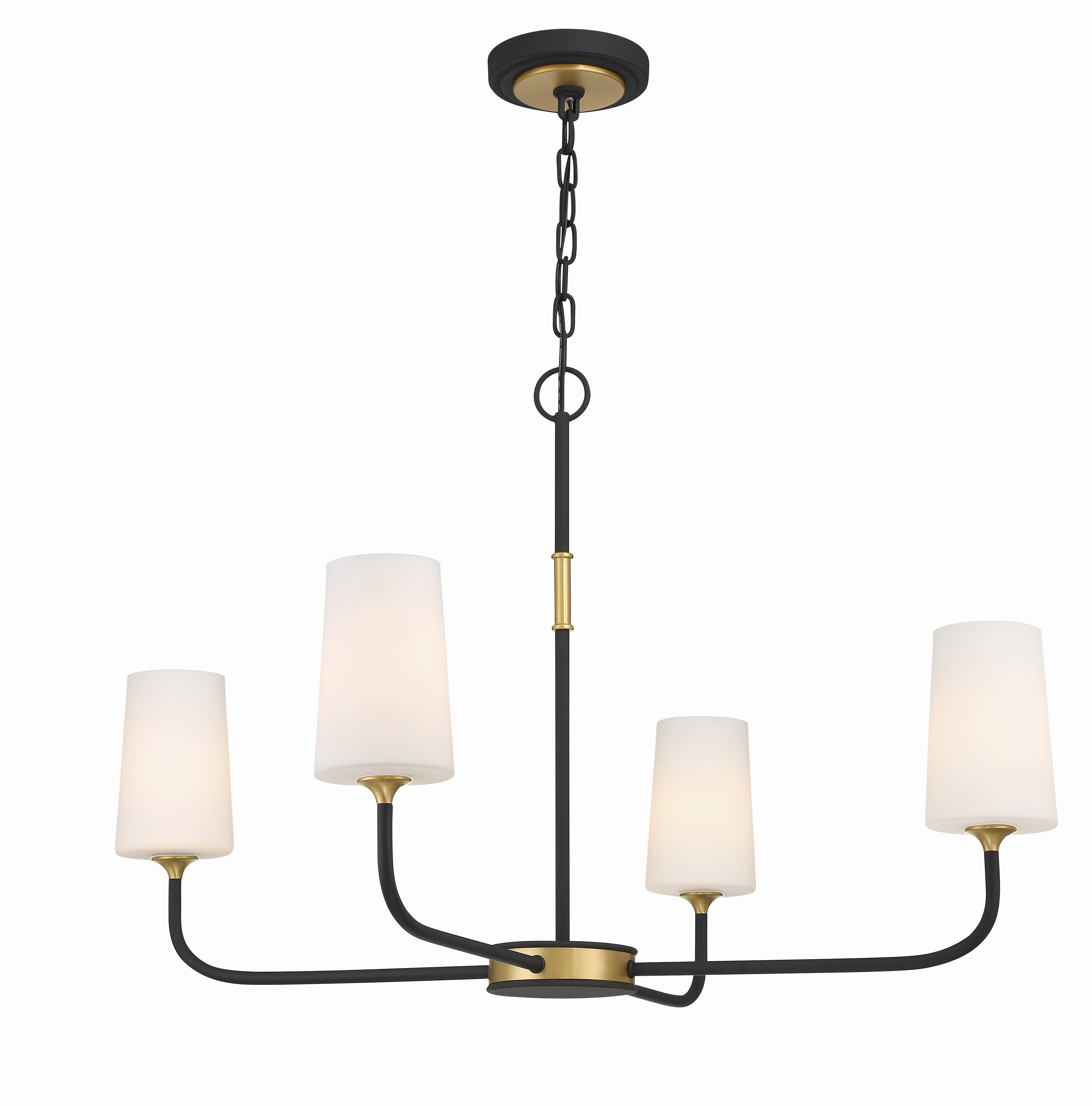 Crystorama Niles NIL-70015-BF-MG – 34 Inch – 4 Light – Chandelier – Black Forged + Modern Gold – Damp Rated