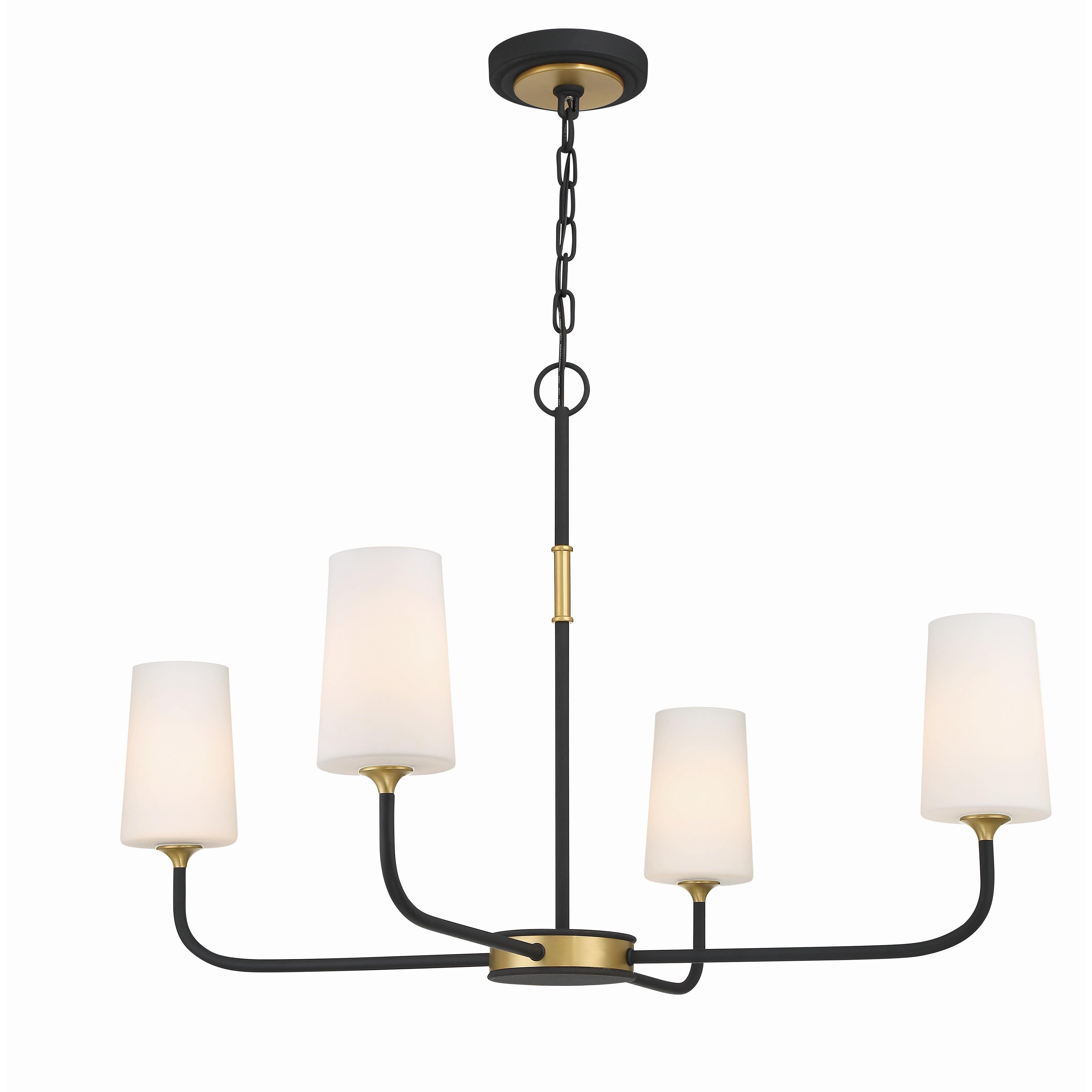 Crystorama Niles NIL-70015-BF-MG – 34 Inch – 4 Light – Chandelier – Black Forged + Modern Gold – Damp Rated