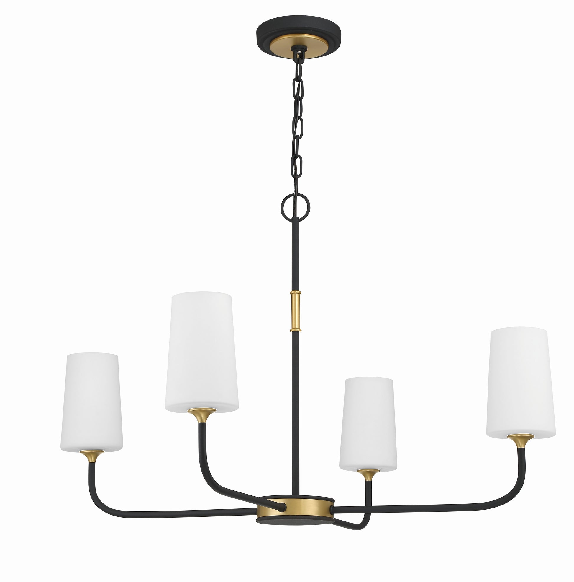 Crystorama Niles NIL-70015-BF-MG – 34 Inch – 4 Light – Chandelier – Black Forged + Modern Gold – Damp Rated