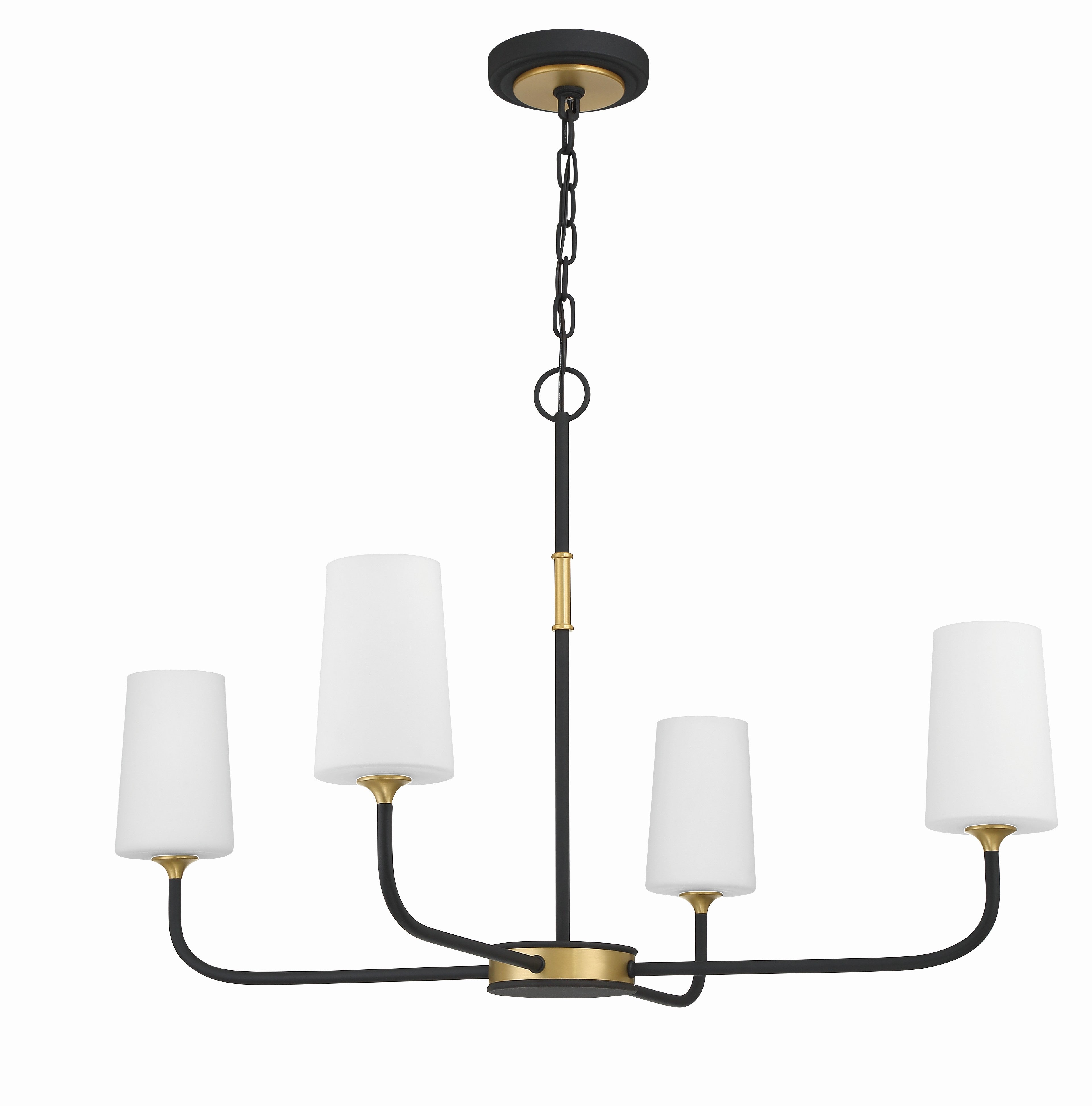 Crystorama Niles NIL-70015-BF-MG – 34 Inch – 4 Light – Chandelier – Black Forged + Modern Gold – Damp Rated