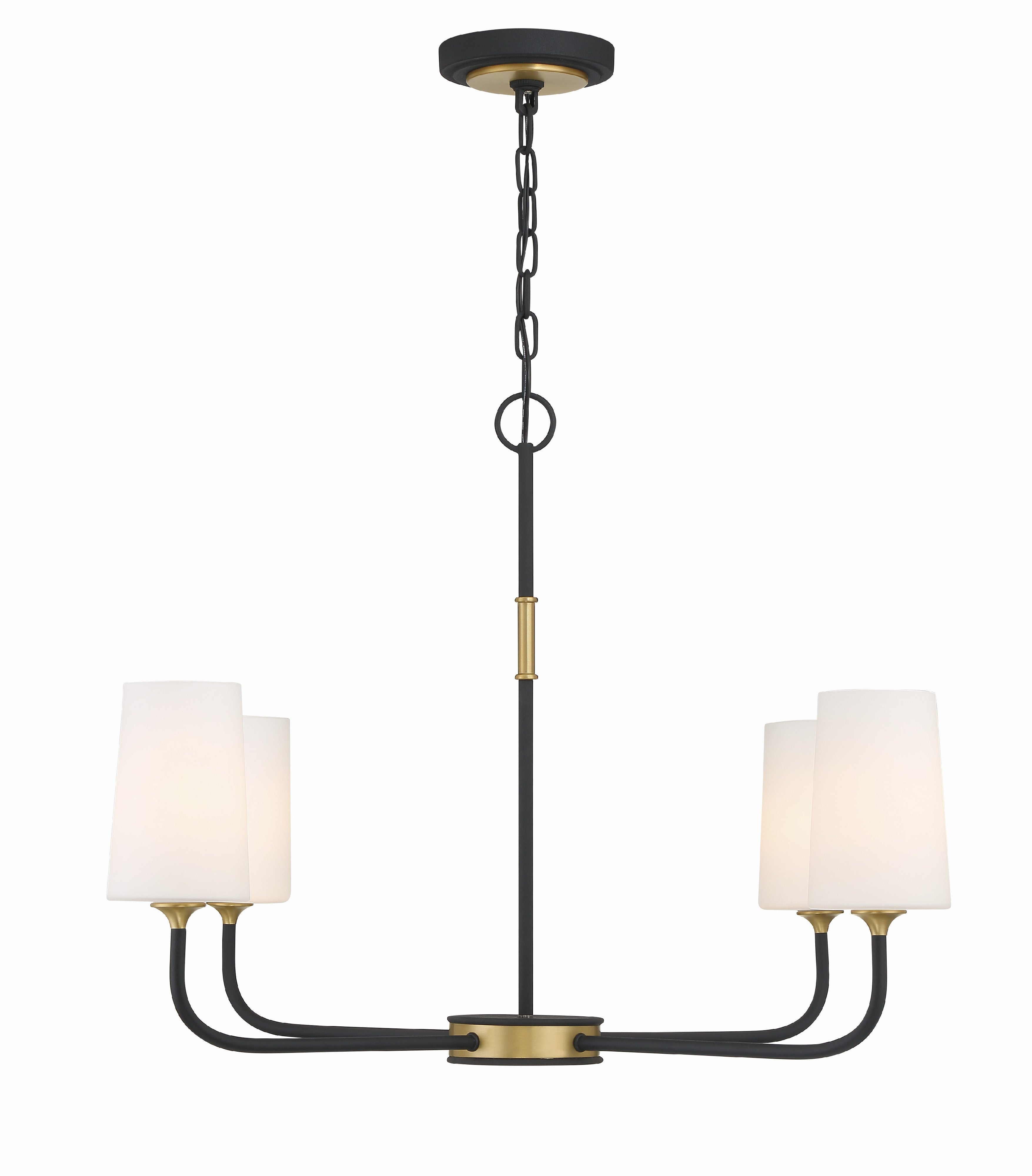 Crystorama Niles NIL-70015-BF-MG – 34 Inch – 4 Light – Chandelier – Black Forged + Modern Gold – Damp Rated