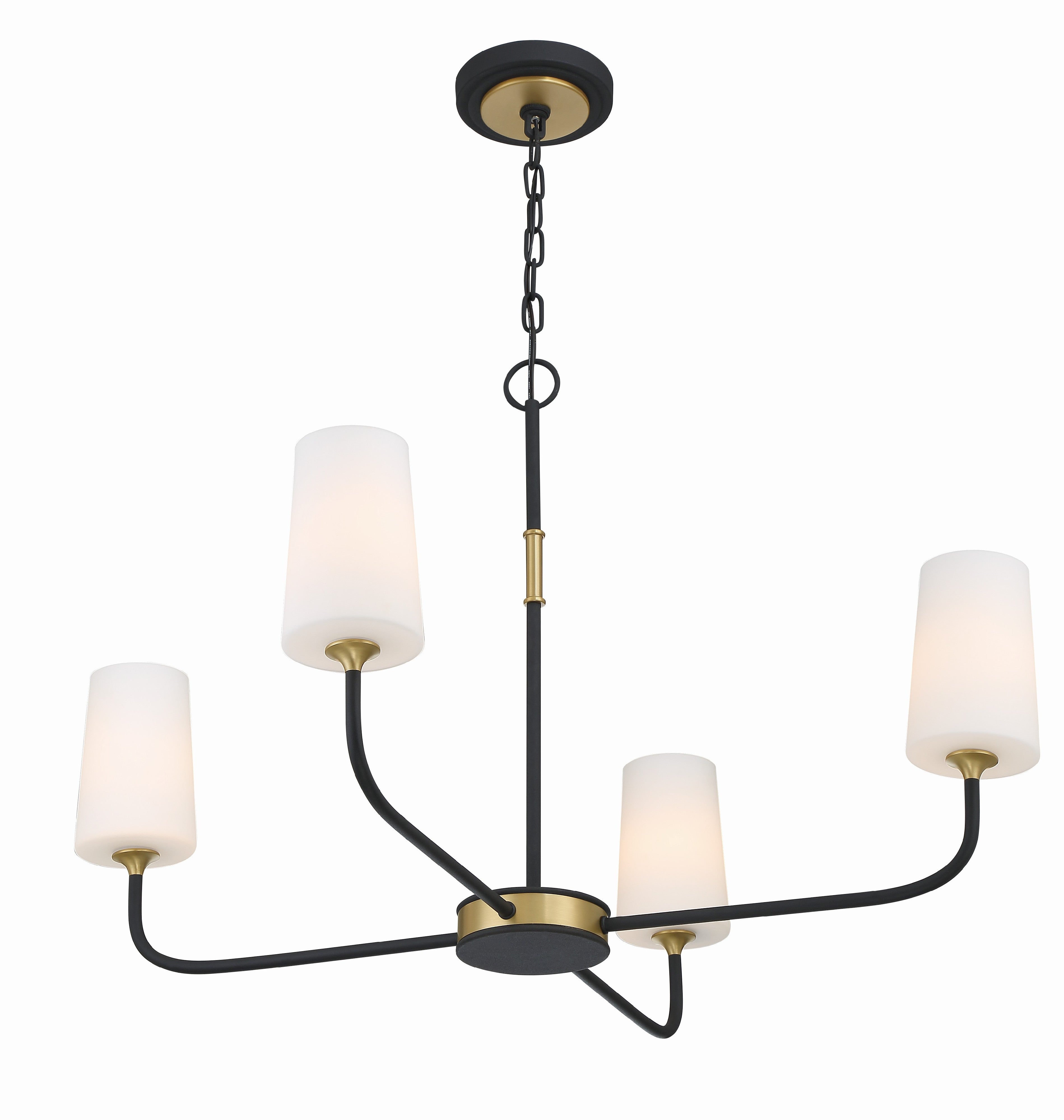 Crystorama Niles NIL-70015-BF-MG – 34 Inch – 4 Light – Chandelier – Black Forged + Modern Gold – Damp Rated