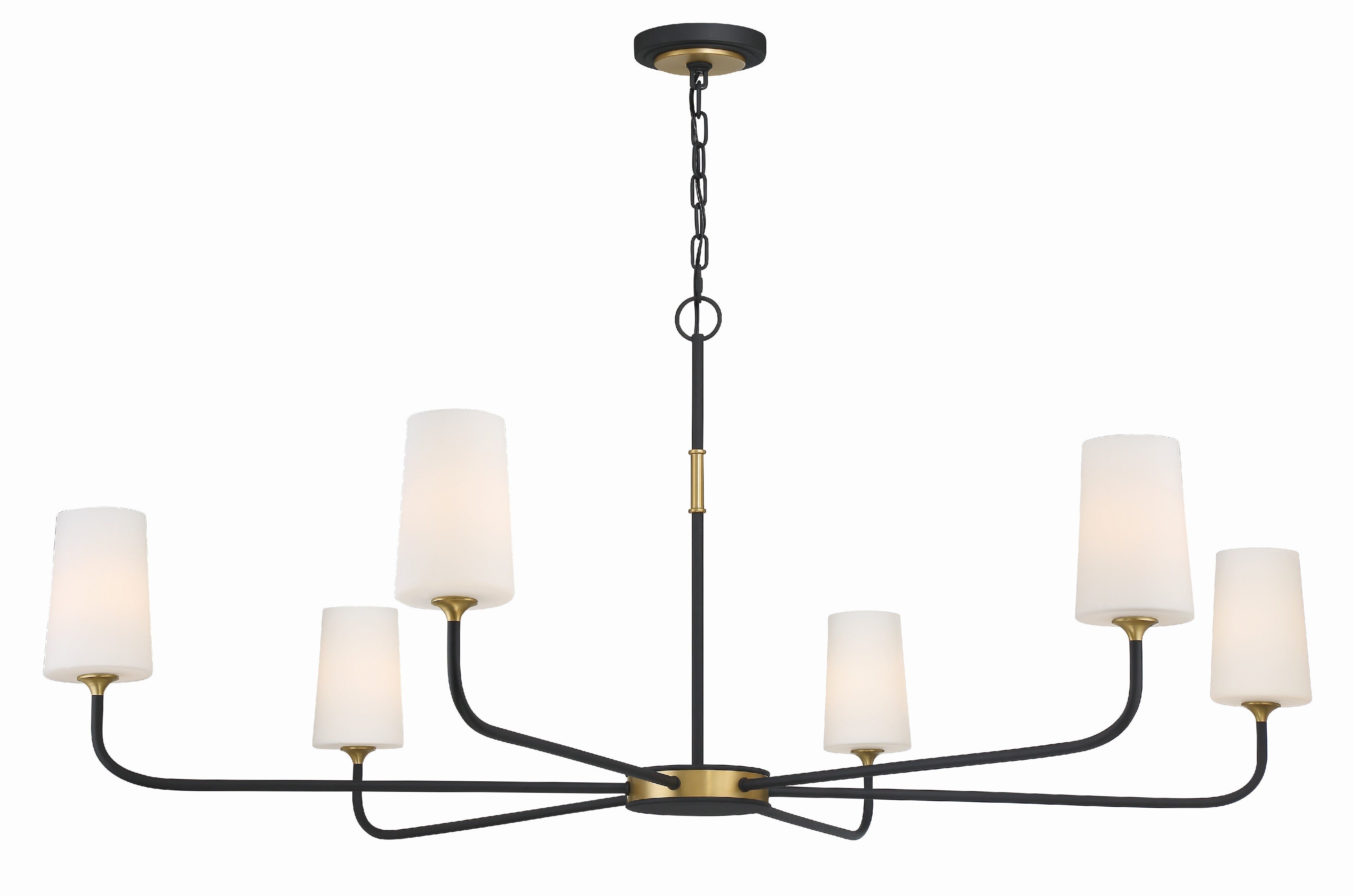 Crystorama Niles NIL-70016-BF-MG – 54 Inch – 6 Light – Chandelier – Black Forged + Modern Gold – Damp Rated