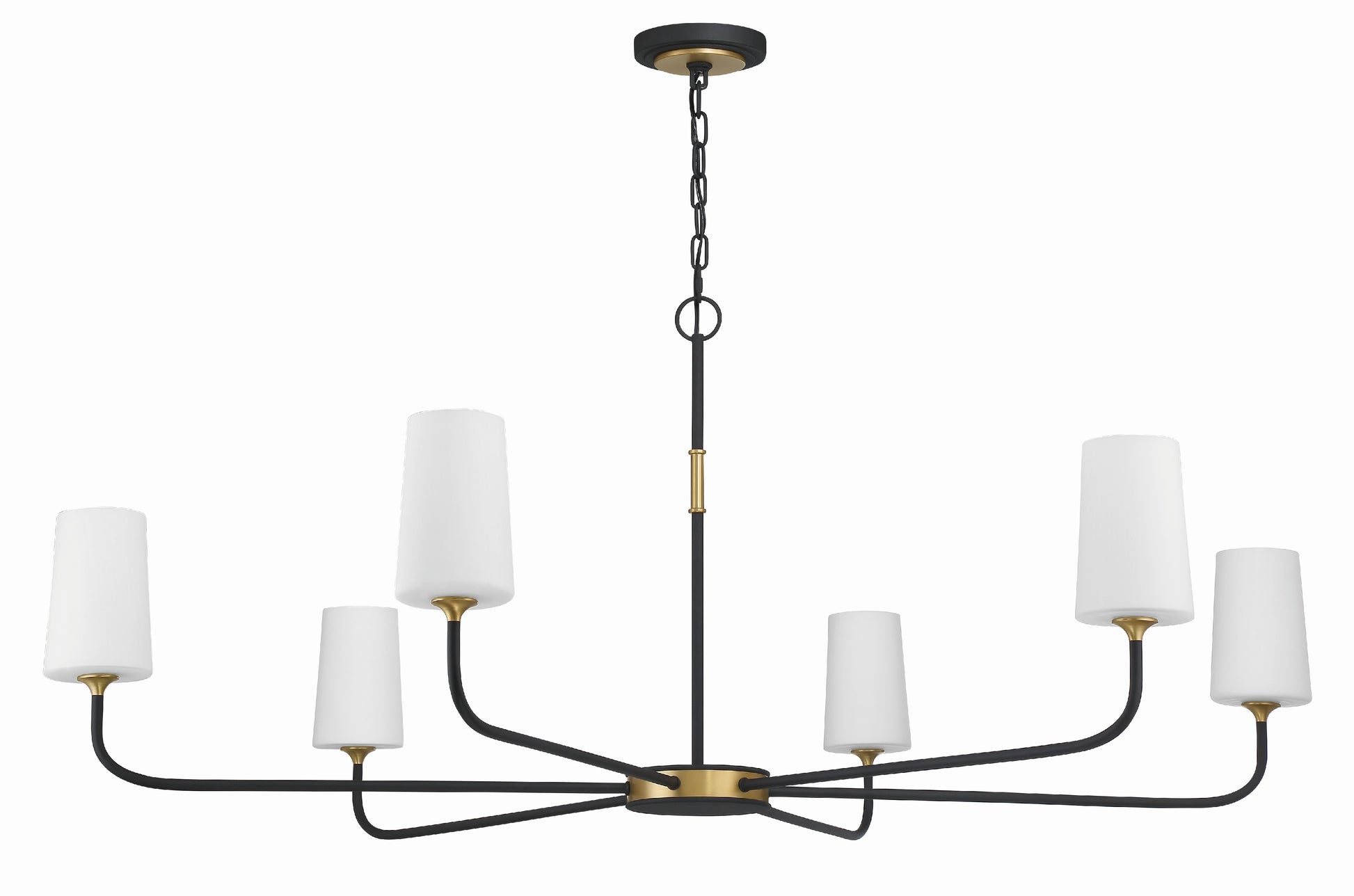 Crystorama Niles NIL-70016-BF-MG – 54 Inch – 6 Light – Chandelier – Black Forged + Modern Gold – Damp Rated
