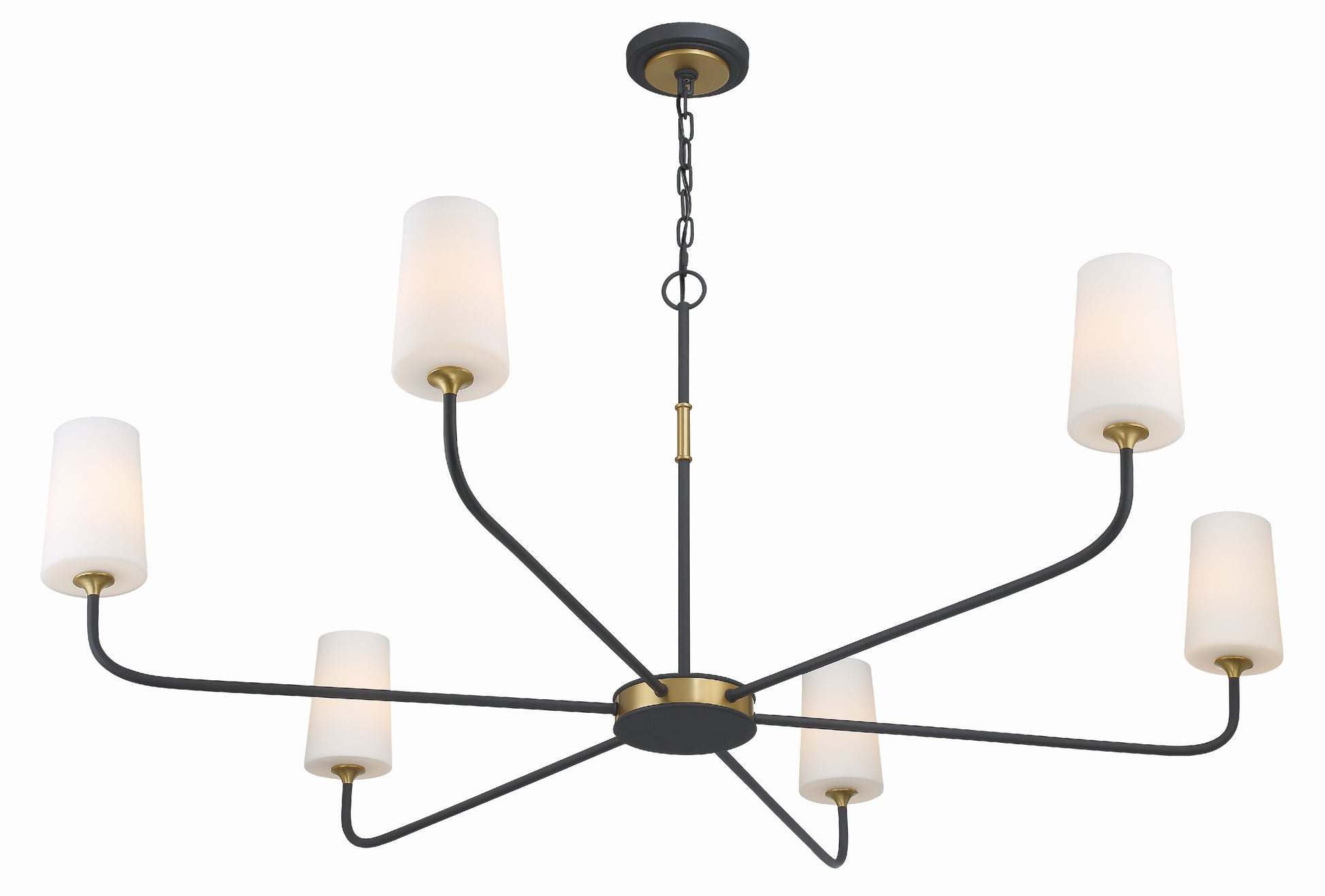 Crystorama Niles NIL-70016-BF-MG – 54 Inch – 6 Light – Chandelier – Black Forged + Modern Gold – Damp Rated