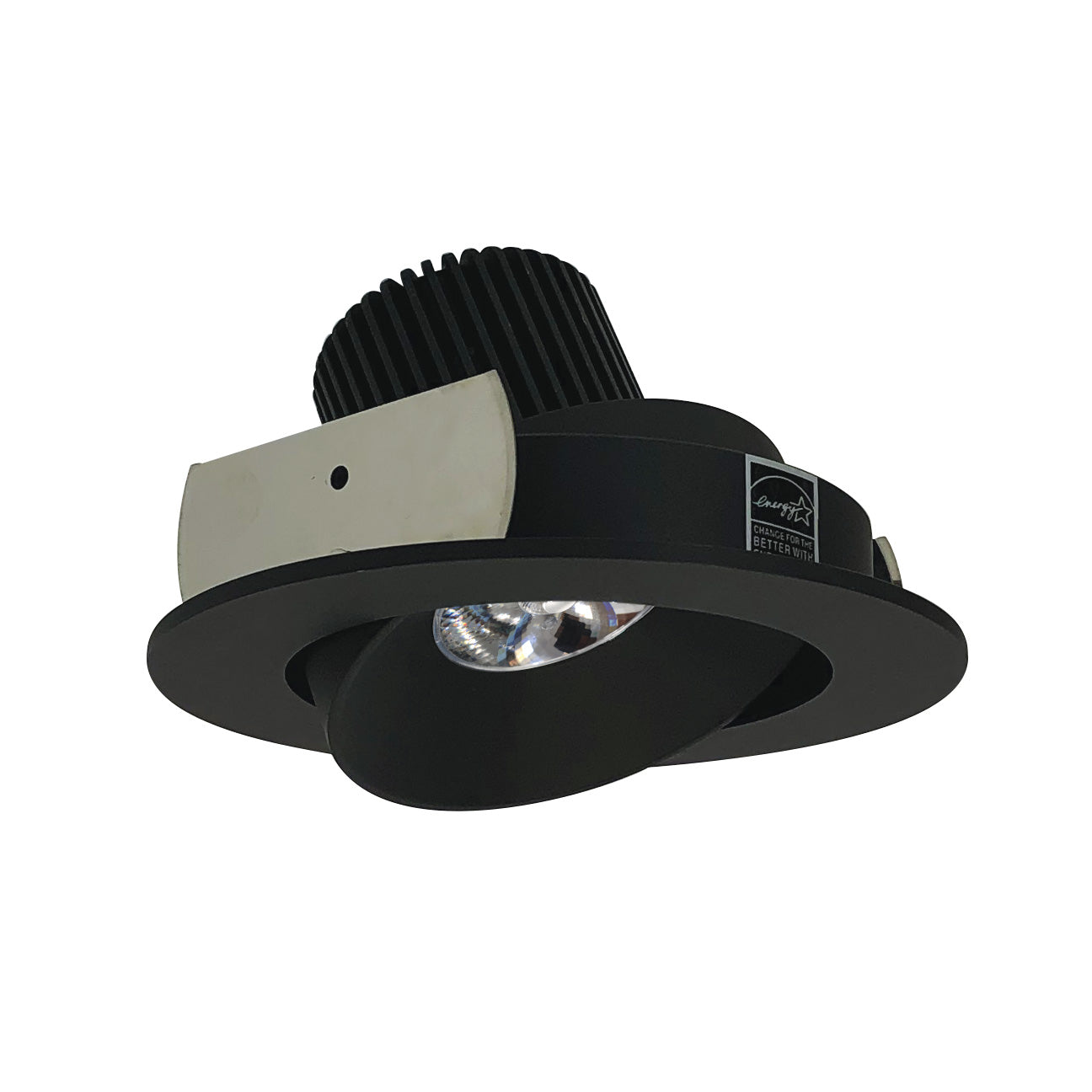 Nora NIO-4RC35QBB 4 inch Iolite LED Round Adjustable Cone Reflector, 10-Degree Optic, 900lm / 12W, 3500K, Black Reflector / Black Flange