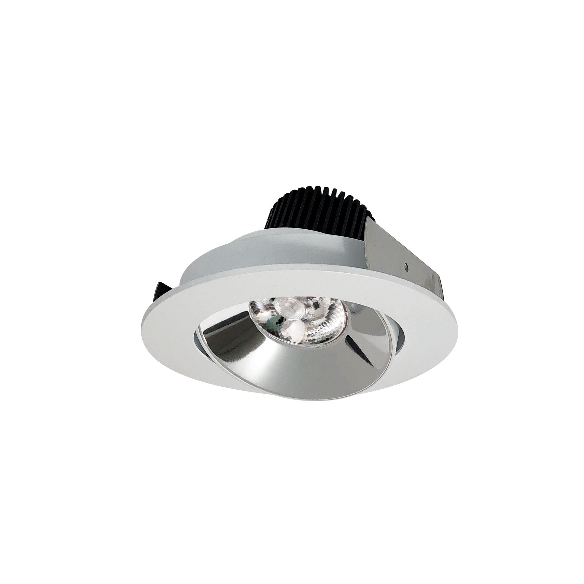 Nora NIO-4RC27QCMPW 4 inch Iolite LED Round Adjustable Cone Reflector, 10-Degree Optic, 900lm / 12W, 2700K, Specular Clear Reflector / White Flange