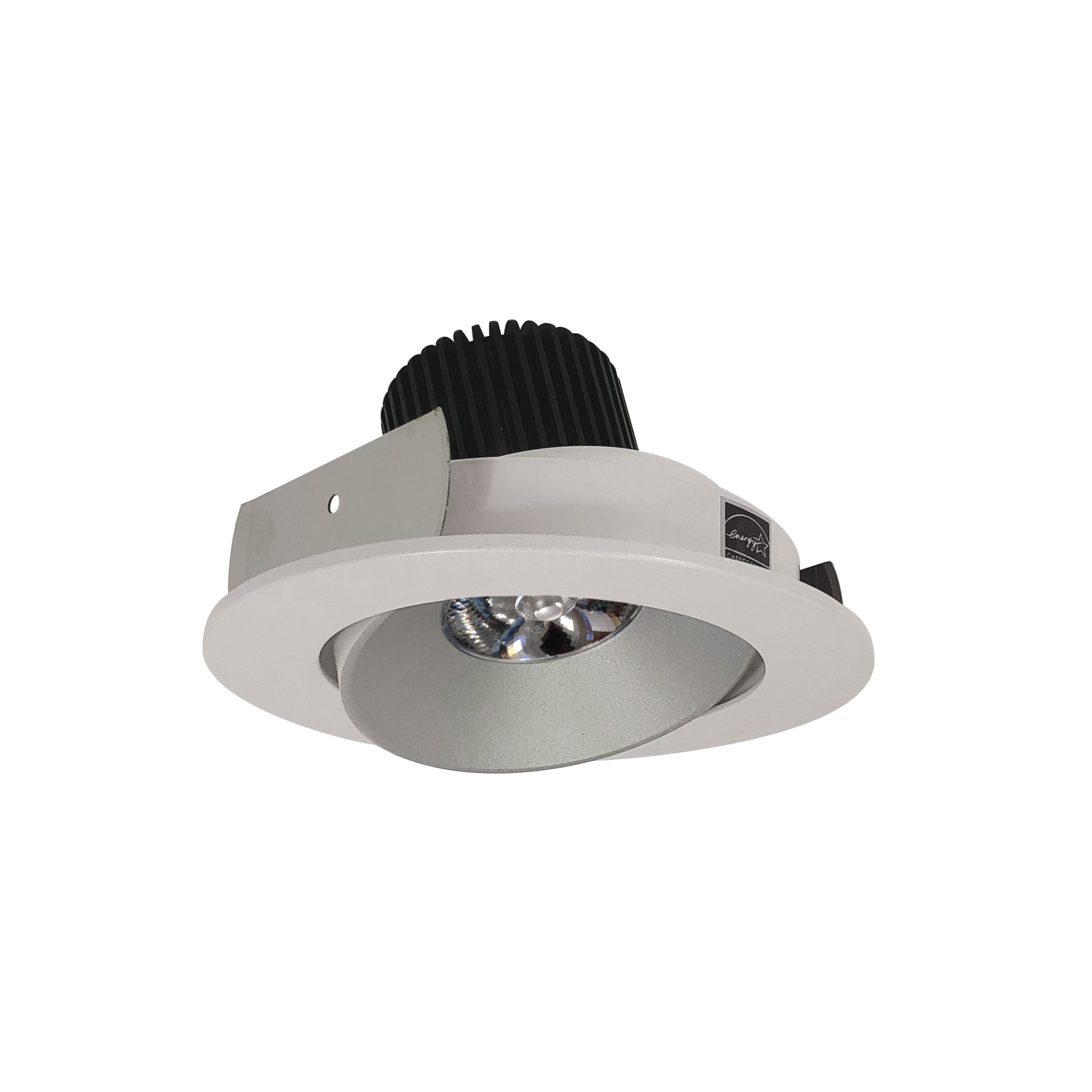Nora NIO-4RC27QHW 4 inch Iolite LED Round Adjustable Cone Reflector, 10-Degree Optic, 900lm / 12W, 2700K, Haze Reflector / White Flange