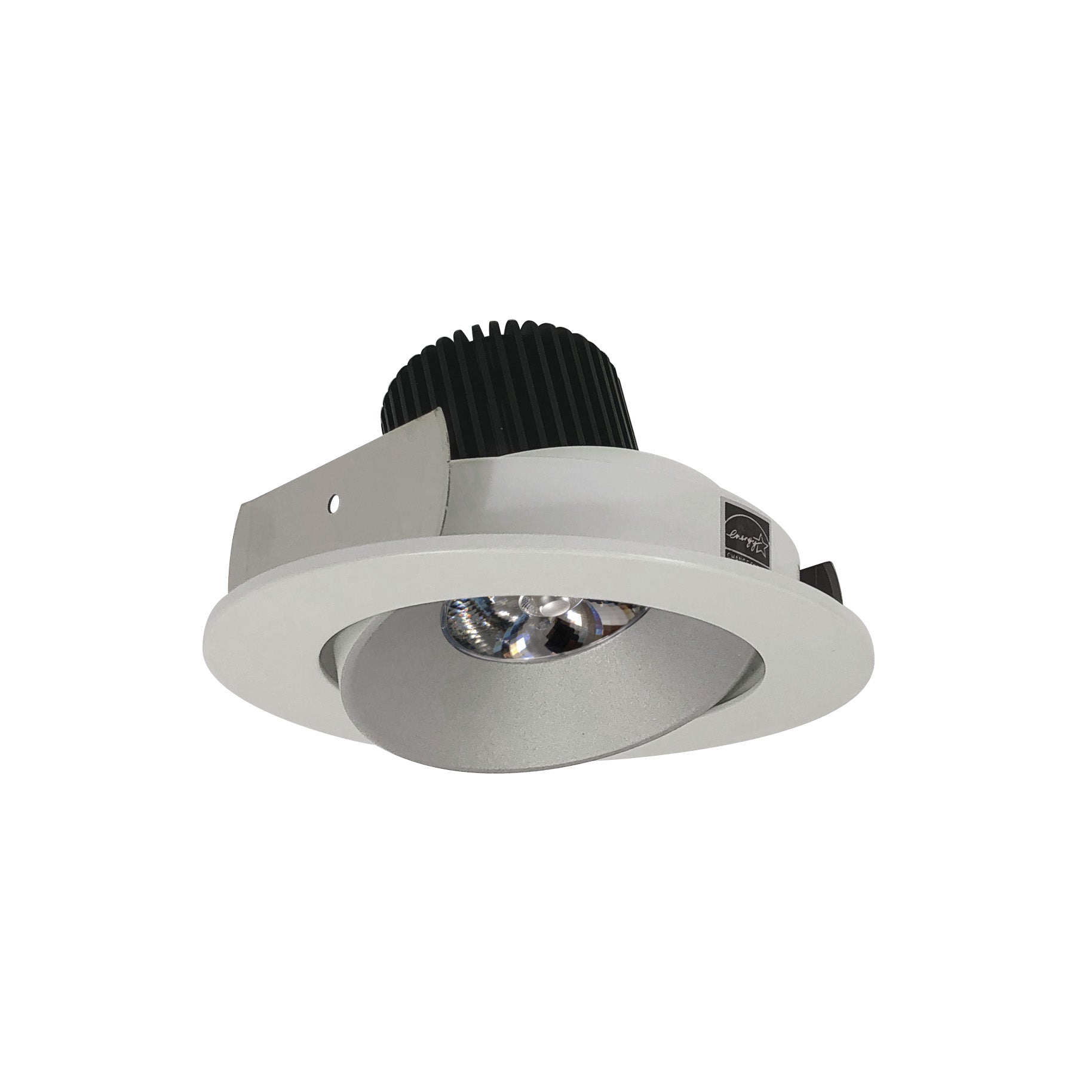 Nora NIO-4RC30QHZMPW 4 inch Iolite LED Round Adjustable Cone Reflector, 10-Degree Optic, 900lm / 12W, 3000K, Haze Reflector / Matte Powder White Flange