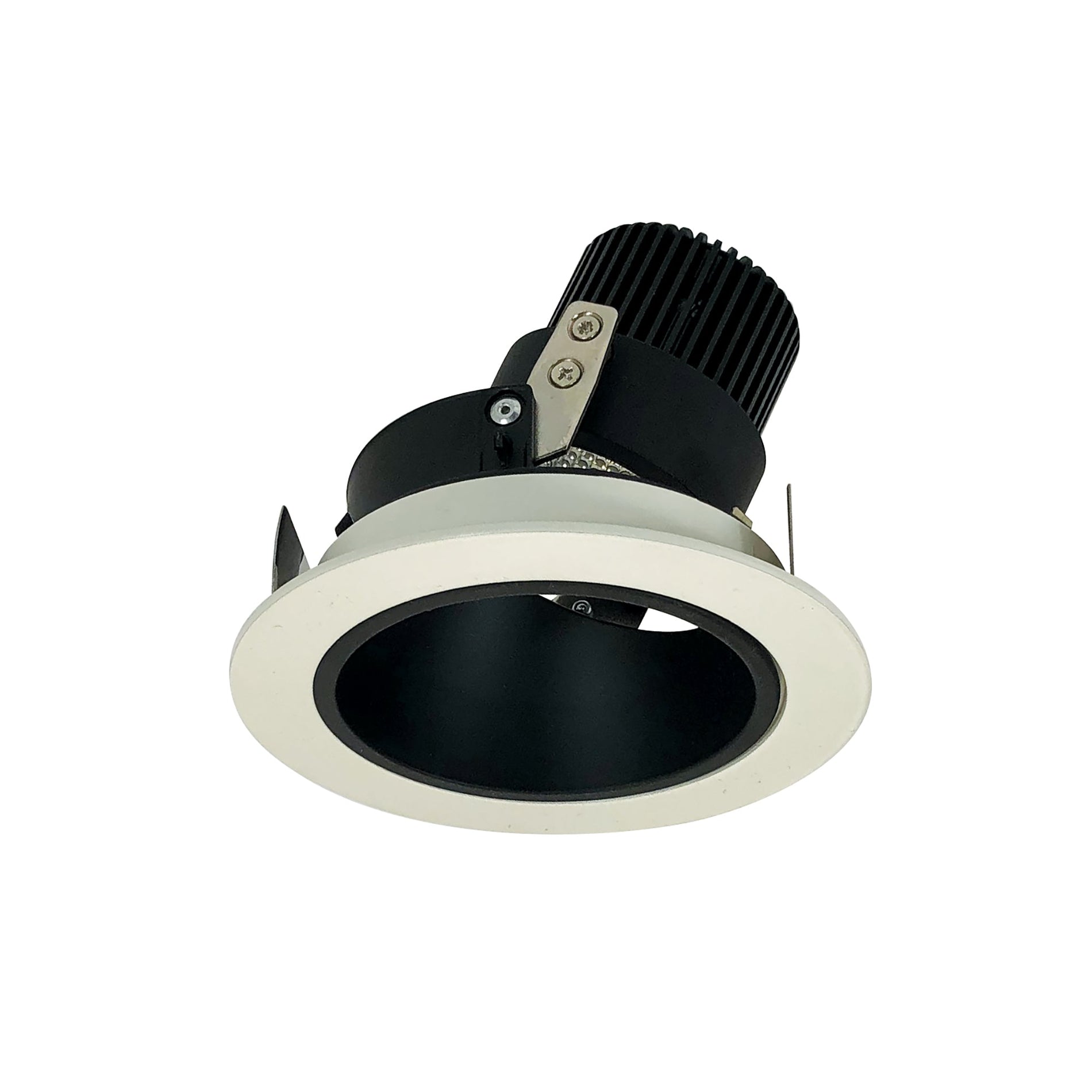 Nora NIO-4RD35QBW 4 inch Iolite LED Round Adjustable Deep Reflector, 10-Degree Optic, 850lm / 12W, 3500K, Black Reflector / White Flange