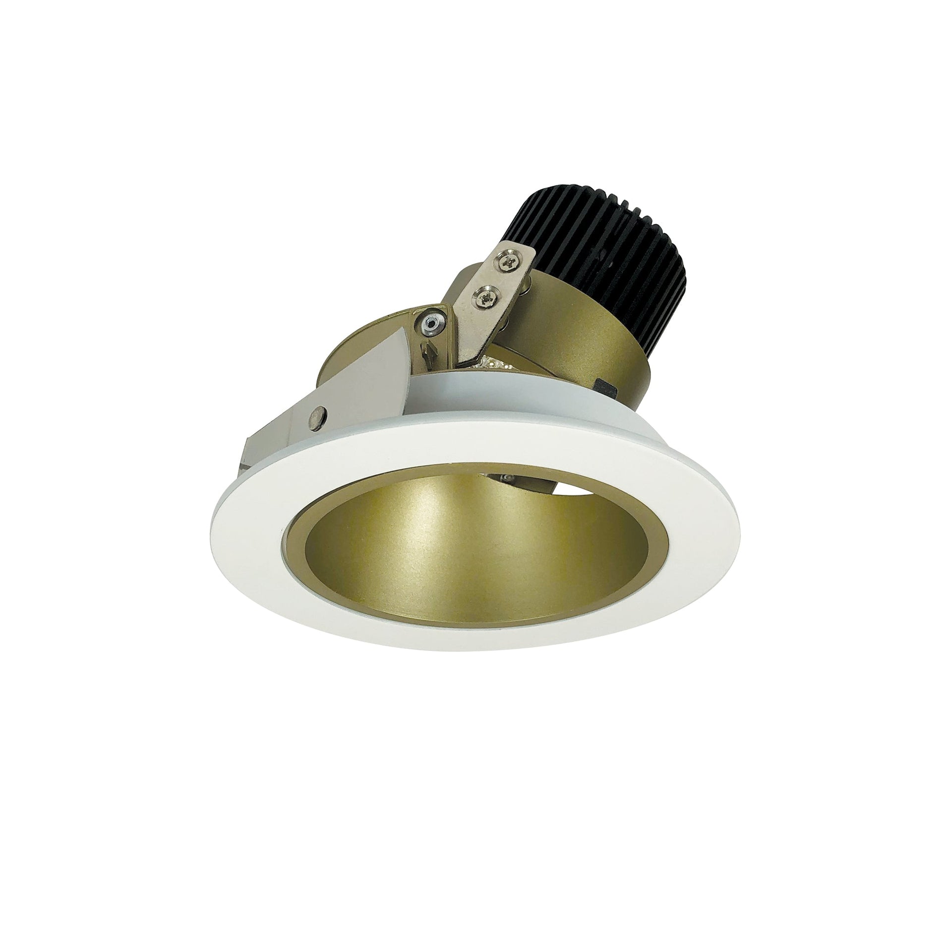 Nora NIO-4RD30QCHMPW 4 inch Iolite LED Round Adjustable Deep Reflector, 10-Degree Optic, 850lm / 12W, 3000K, Champagne Haze Reflector / Matte Powder White Flange