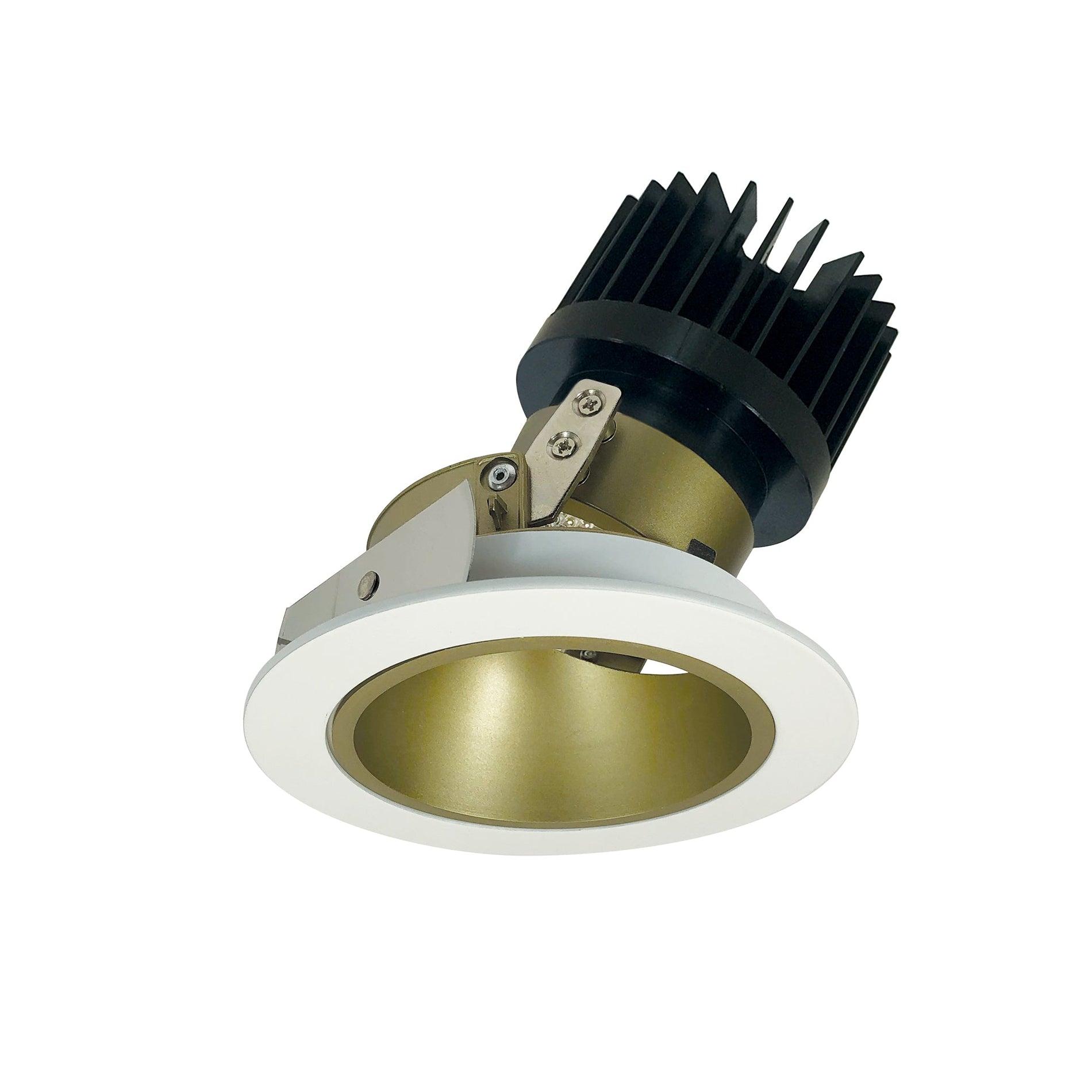 Nora NIO-4RD30XCHMPW/HL 4 inch Iolite LED Round Adjustable Deep Reflector, 1500lm/2000lm (varies by housing), 3000K, Champagne Haze Reflector / Matte Powder White Flange