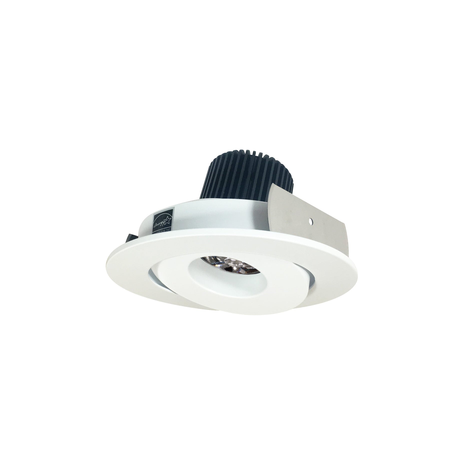 Nora NIO-4RG30QMPW 4 inch Iolite LED Round Adjustable Gimbal, 10-Degree Optic, 850lm / 12W, 3000K, Matte Powder White Finish
