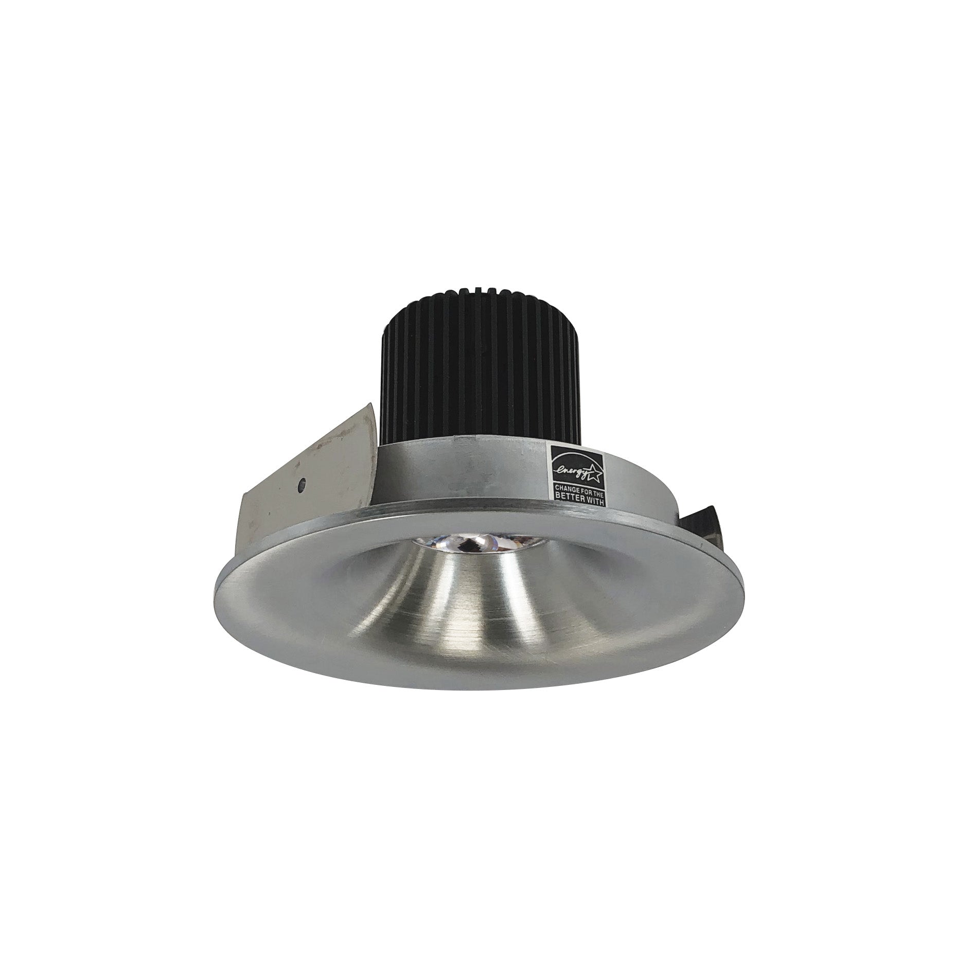 Nora NIO-4RNB35QNN 4 inch Iolite LED Round Bullnose, 10-Degree Optic, 950lm / 12W, 3500K, Natural Metal Finish