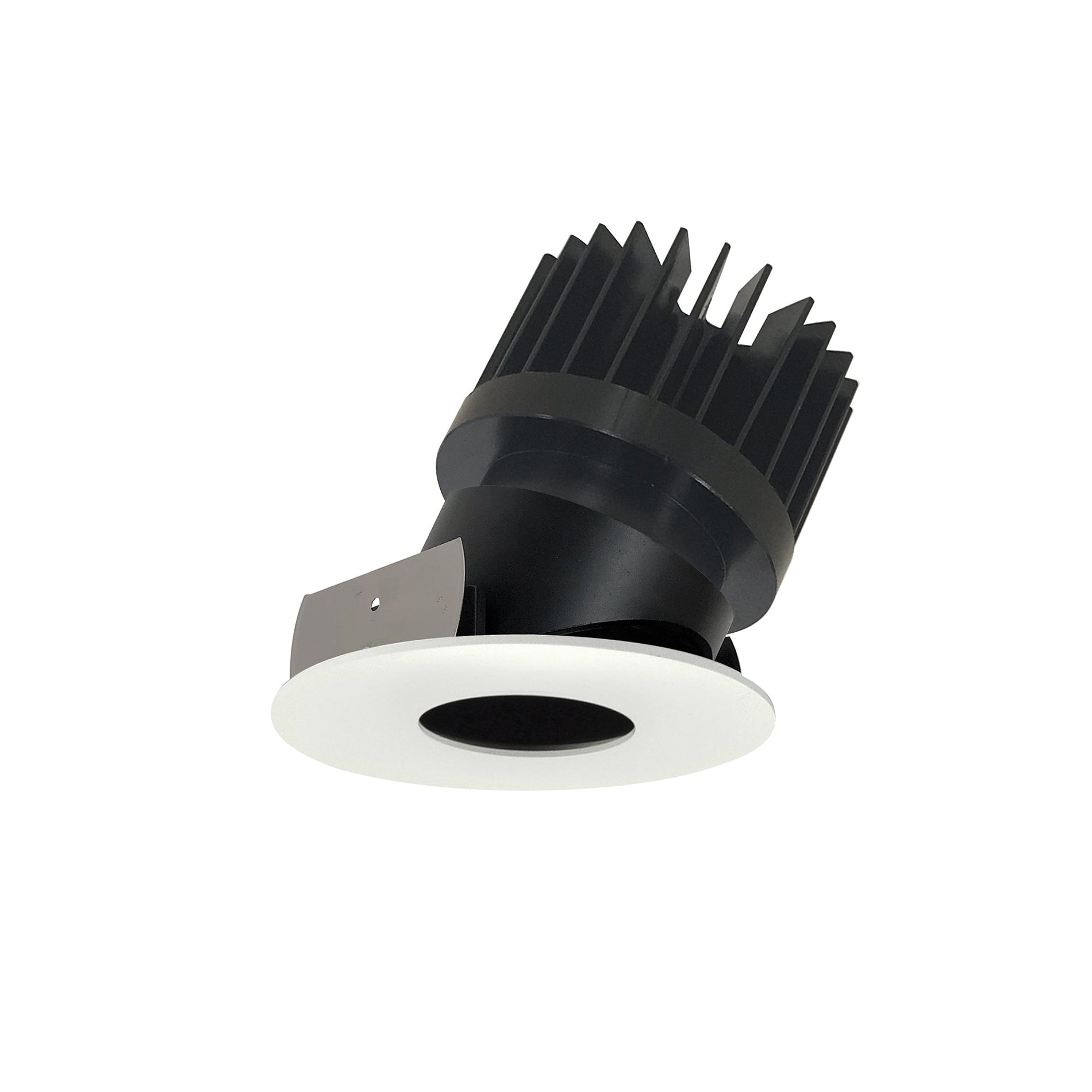 Nora NIO-4RPHACDXBMPW/HL 4 inch Iolite LED Round Adjustable Pinhole, 1500lm/2000lm/2500lm (varies by housing), Comfort Dim, Black Pinhole / Matte Powder White Flange
