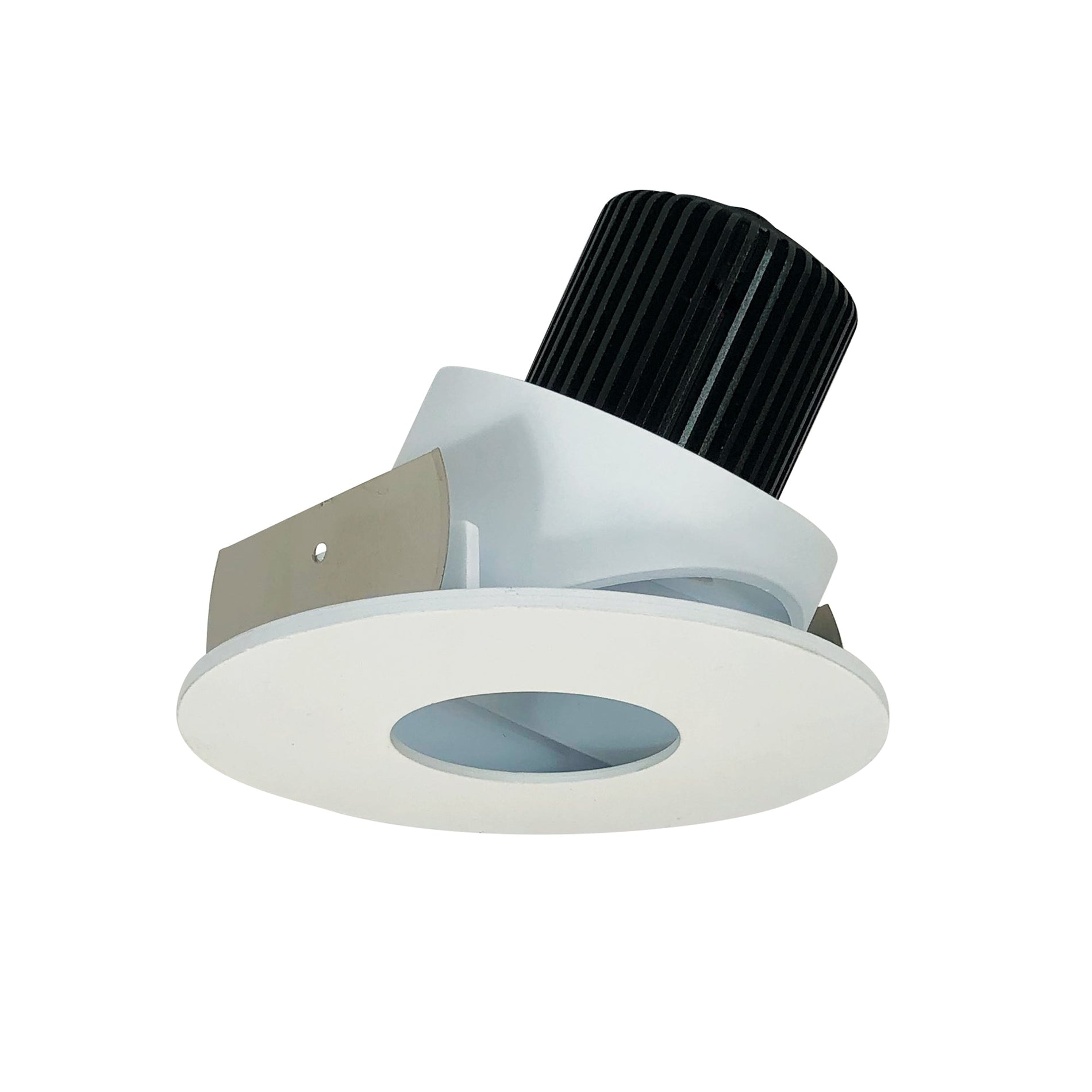 Nora NIO-4RPHA35QMPW 4 inch Iolite LED Round Adjustable Pinhole, 10-Degree Optic, 800lm / 12W, 3500K, Matte Powder White Pinhole / Matte Powder White Flange