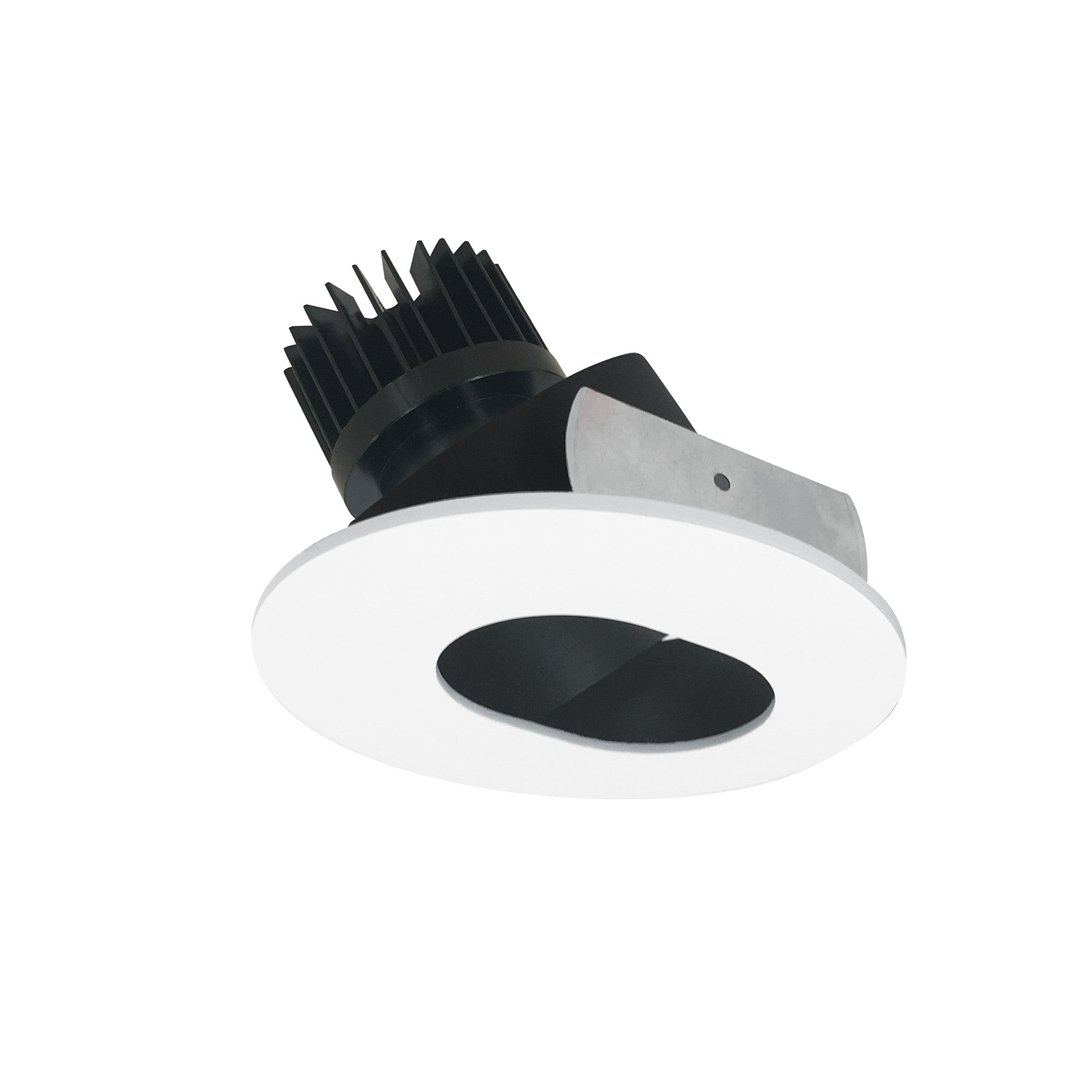Nora NIO-4RSLCDXBMPW/HL 4 inch Iolite LED Round Adjustable Slot Aperture, 1500lm/2000lm/2500lm (varies by housing), Comfort Dim, Black Slot Aperture / Matte Powder White Flange