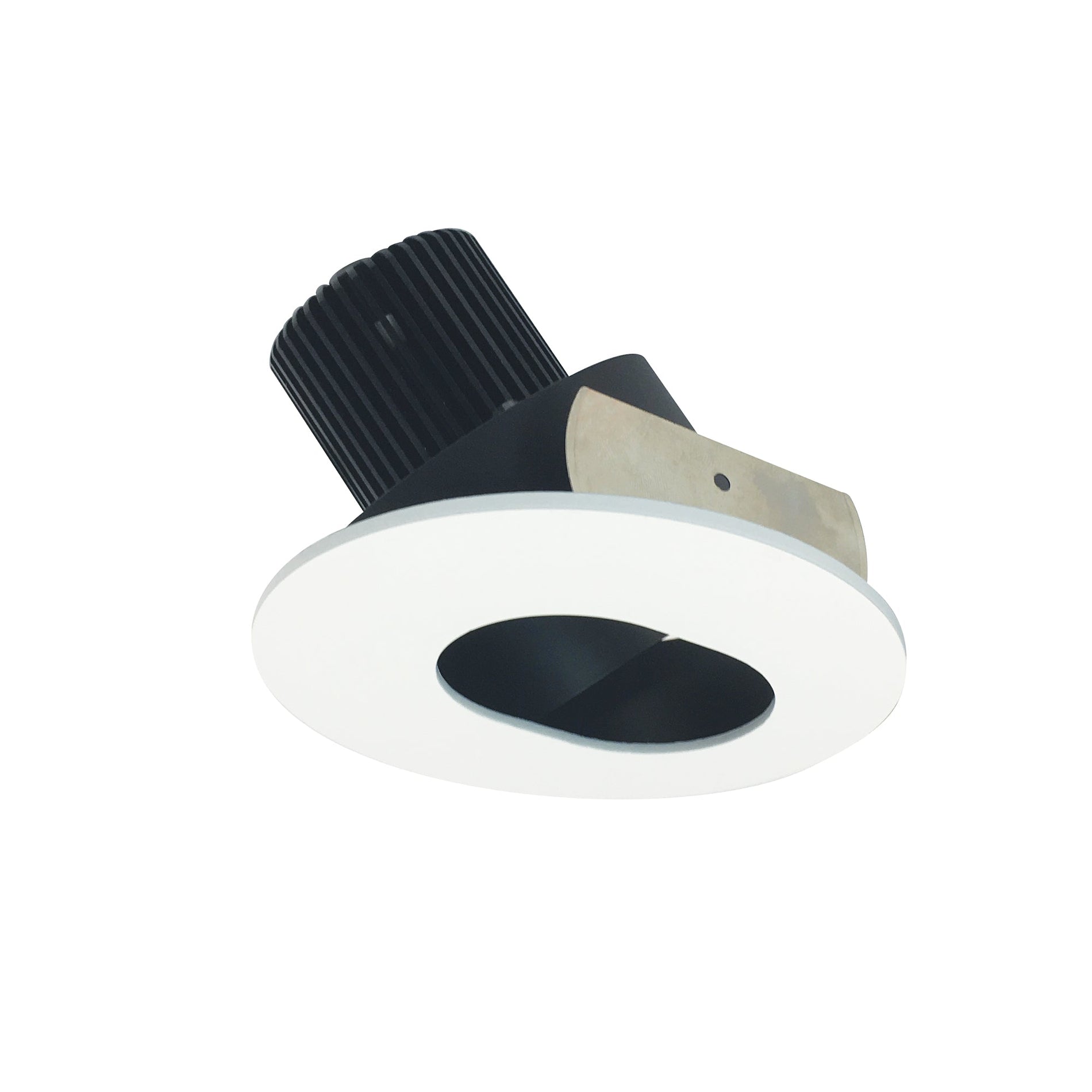Nora NIO-4RSL40QBMPW 4 inch Iolite LED Round Adjustable Slot Aperture, 10-Degree Optic, 750lm / 12W, 4000K, Black Slot Aperture / Matte Powder White Flange