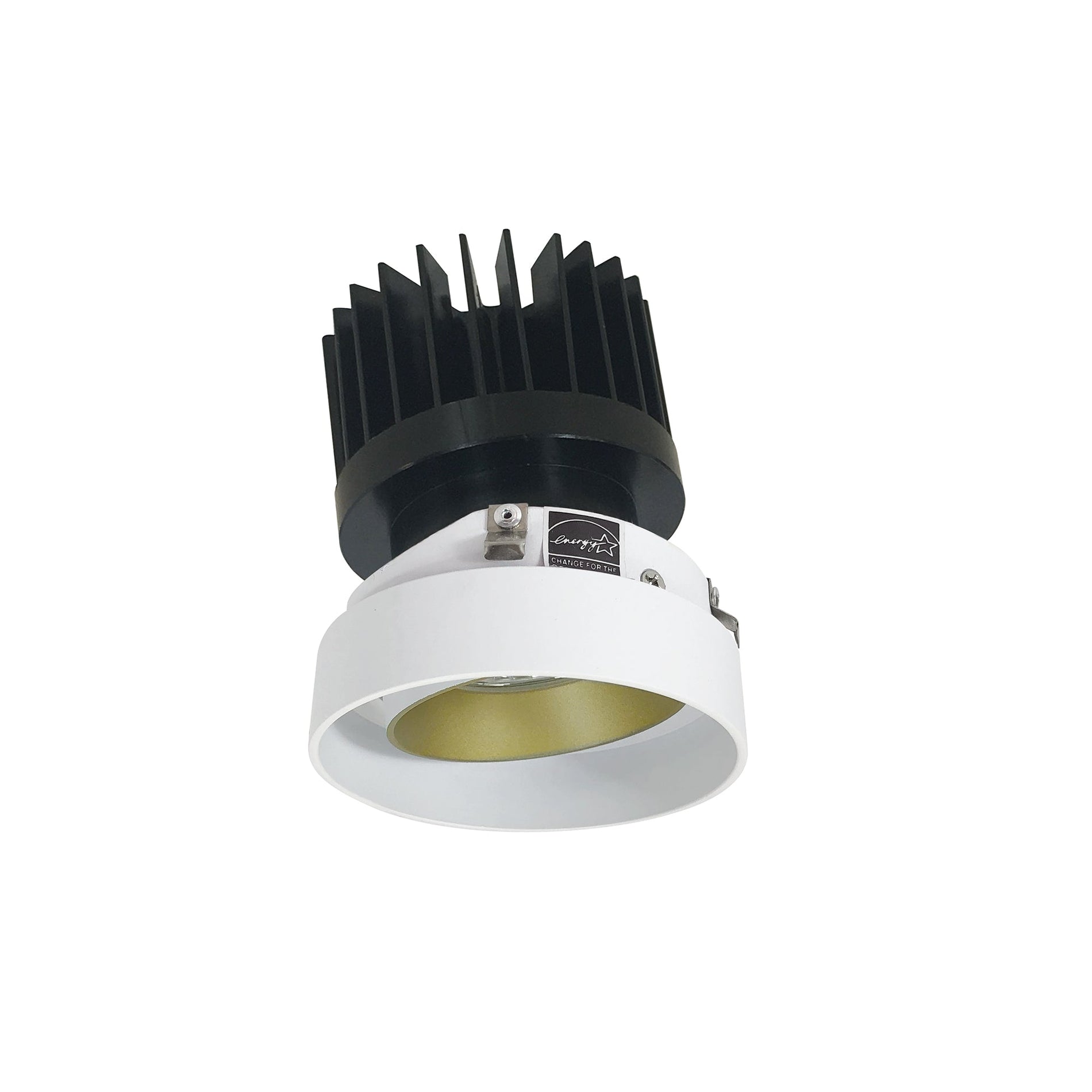Nora NIO-4RTLACDXCHMPW/HL 4 inch Iolite LED Round Trimless Adjustable, 1500lm/2000lm/2500lm (varies by housing), Comfort Dim, Champagne Haze Adjustable / Matte Powder White Reflector