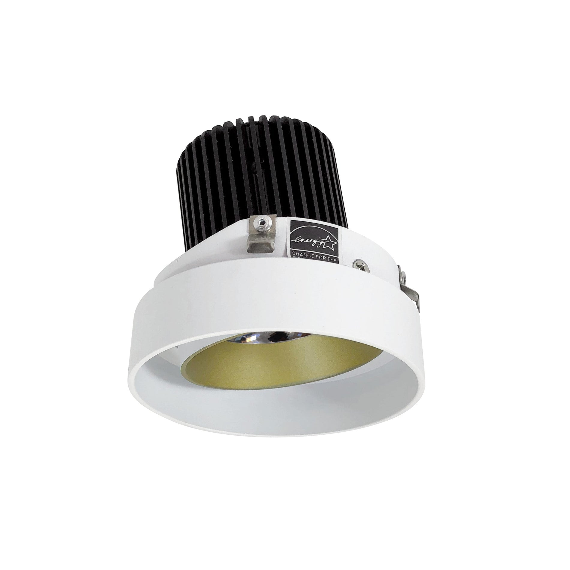 Nora NIO-4RTLA30QCHMPW 4 inch Iolite LED Round Trimless Adjustable, 10-Degree Optic, 850lm / 12W, 3000K, Champagne Haze Adjustable / Matte Powder White Reflector