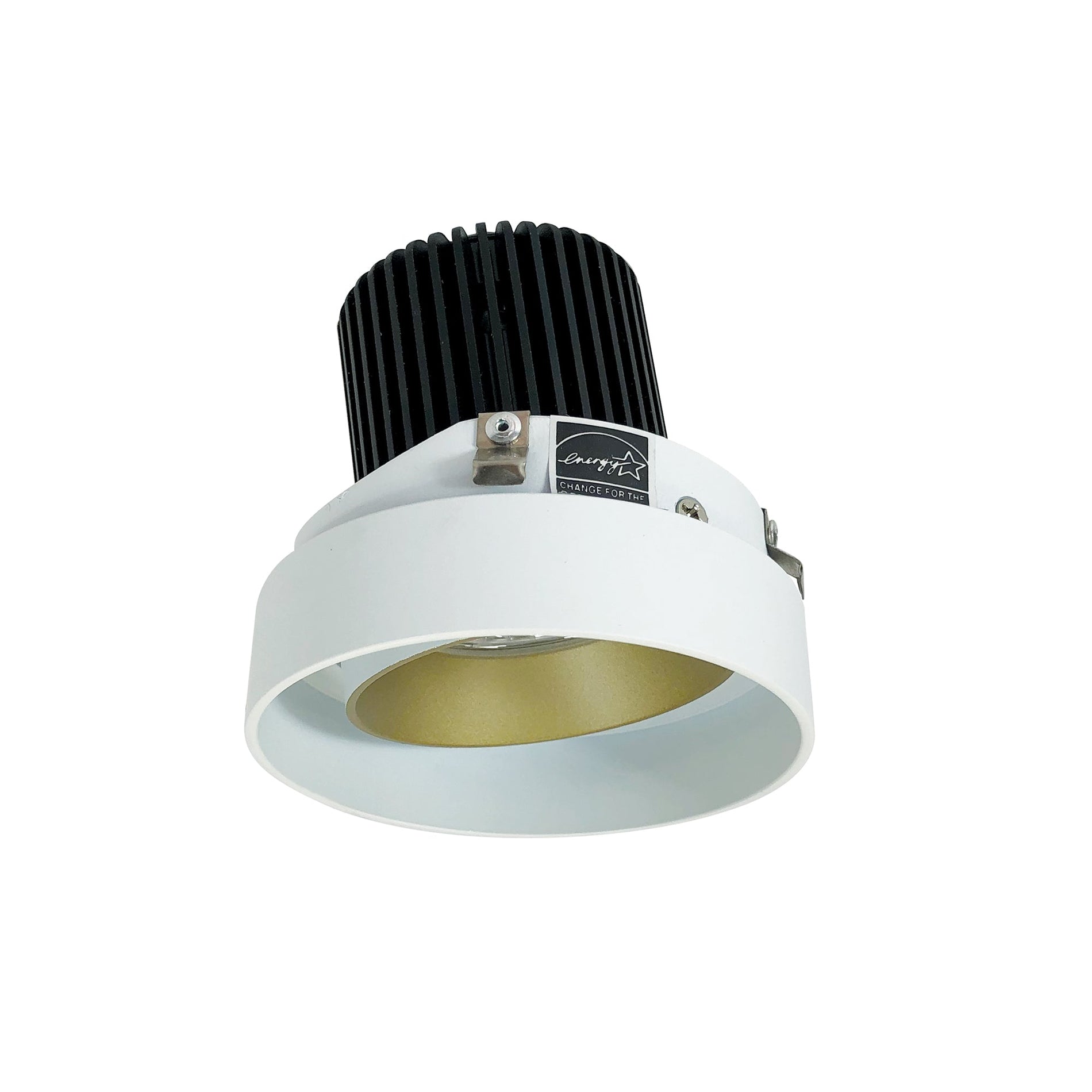 Nora NIO-4RTLA27XCHMPW/10 4 inch Iolite LED Round Trimless Adjustable, 1000lm / 14W, 2700K, Champagne Haze Adjustable / Matte Powder White Reflector