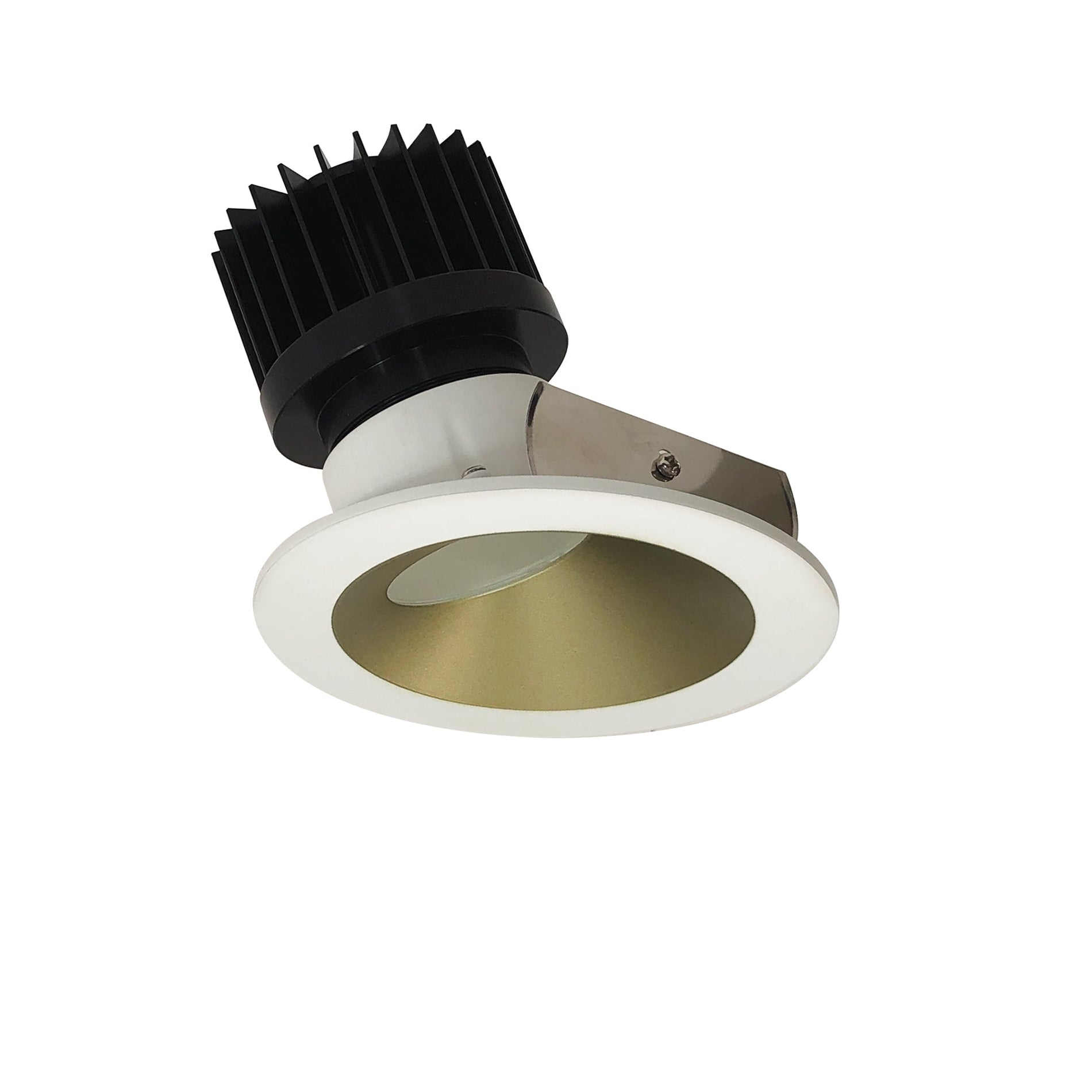 Nora NIO-4RW27XCHMPW/HL 4 inch Iolite LED Round Wall Wash, 1500lm/2000lm (varies by housing), 2700K, Champagne Haze Reflector / Matte Powder White Flange