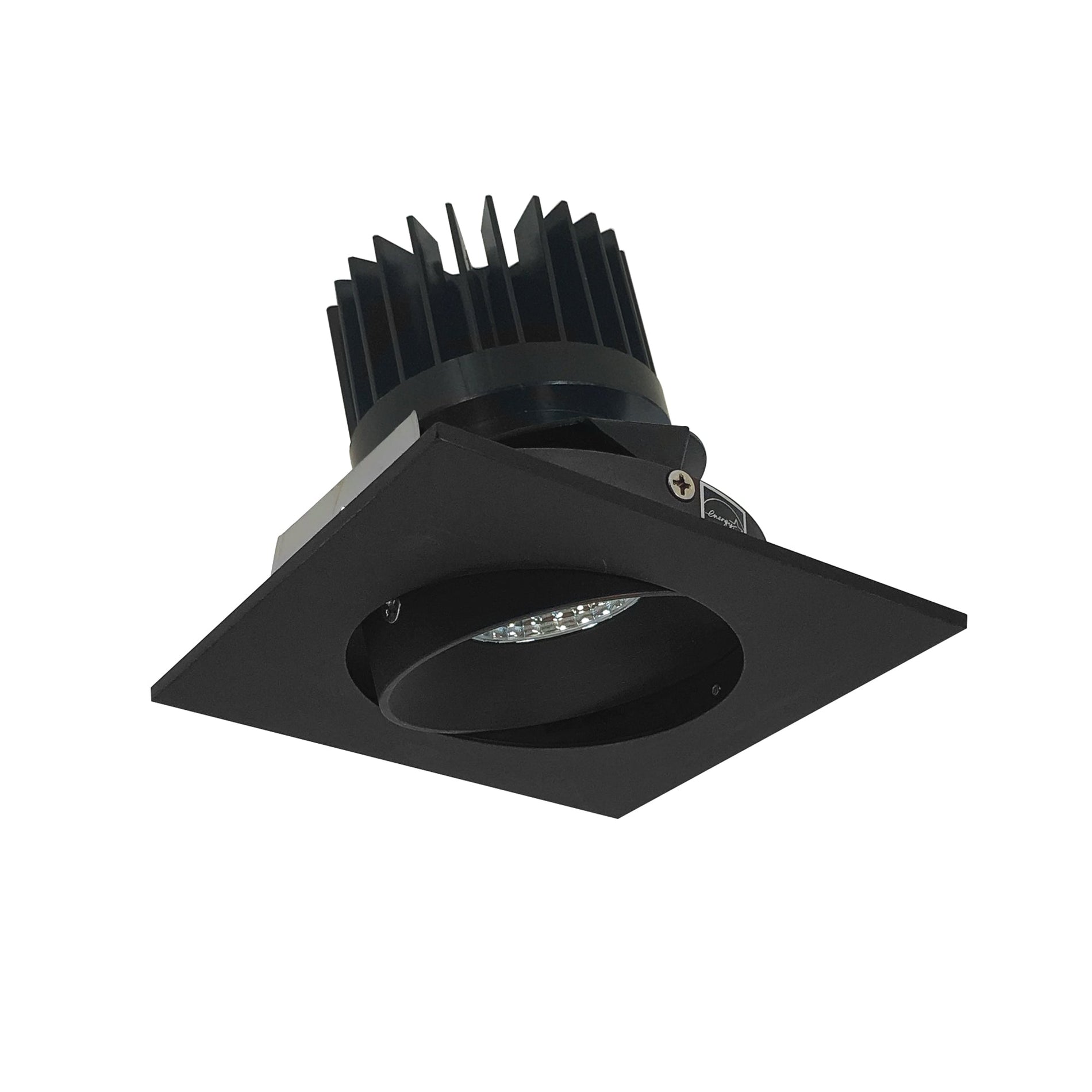 Nora NIO-4SCCDXBW 4 inch Iolite LED Square Adjustable Cone Reflector, 800lm / 14W, Comfort Dim, Black Reflector / White Flange