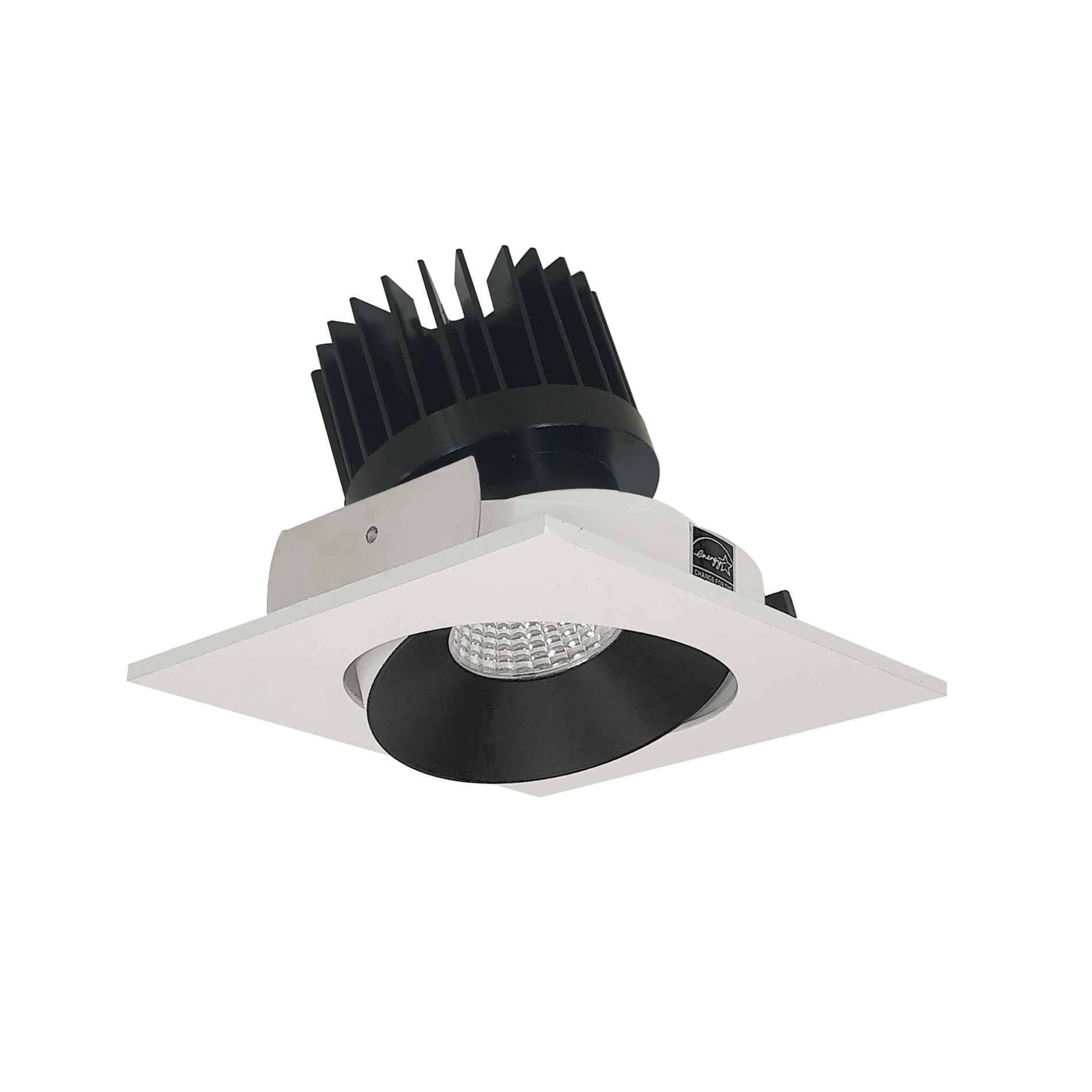 Nora NIO-4SC30XBW/HL 4 inch Iolite LED Square Adjustable Cone Reflector, 1500lm/2000lm/2500lm (varies by housing), 3000K, Black Reflector / White Flange