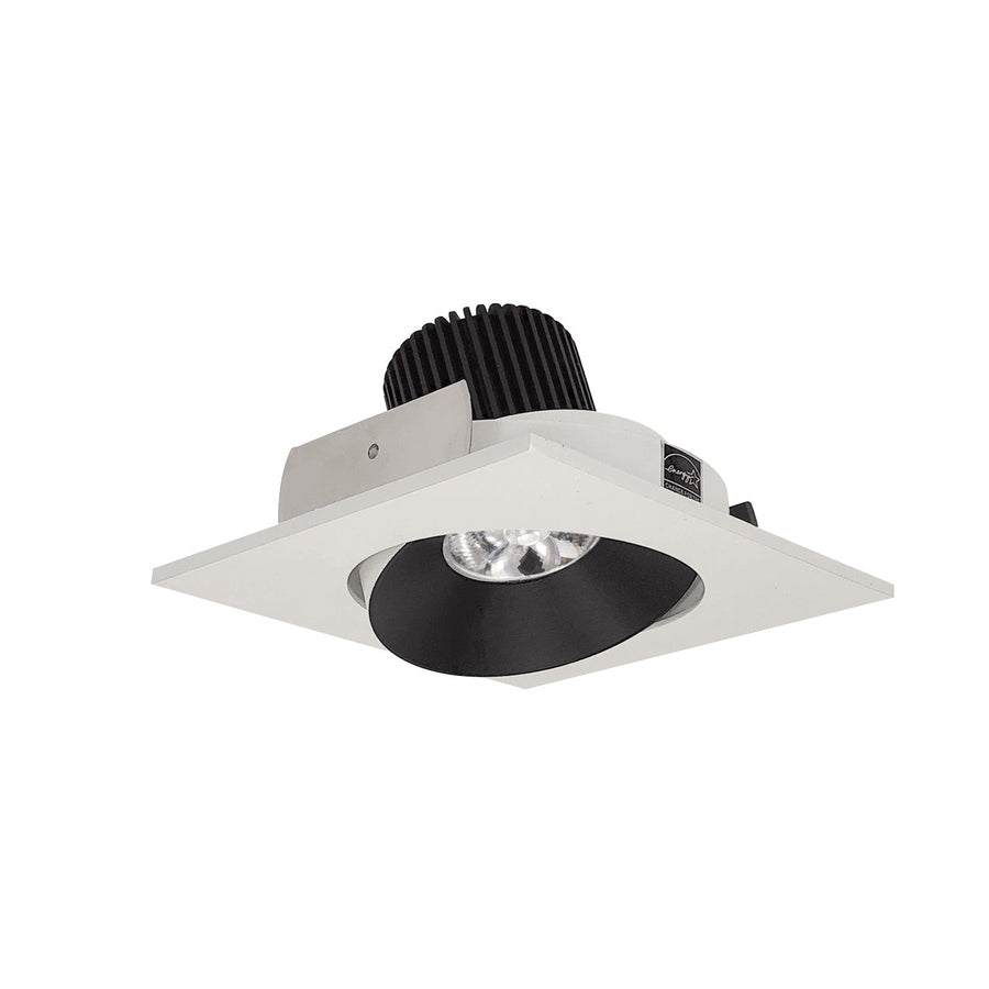 Nora NIO-4SC40QBW 4 inch Iolite LED Square Adjustable Cone Reflector, 10-Degree Optic, 800lm / 12W, 4000K, Black Reflector / White Flange