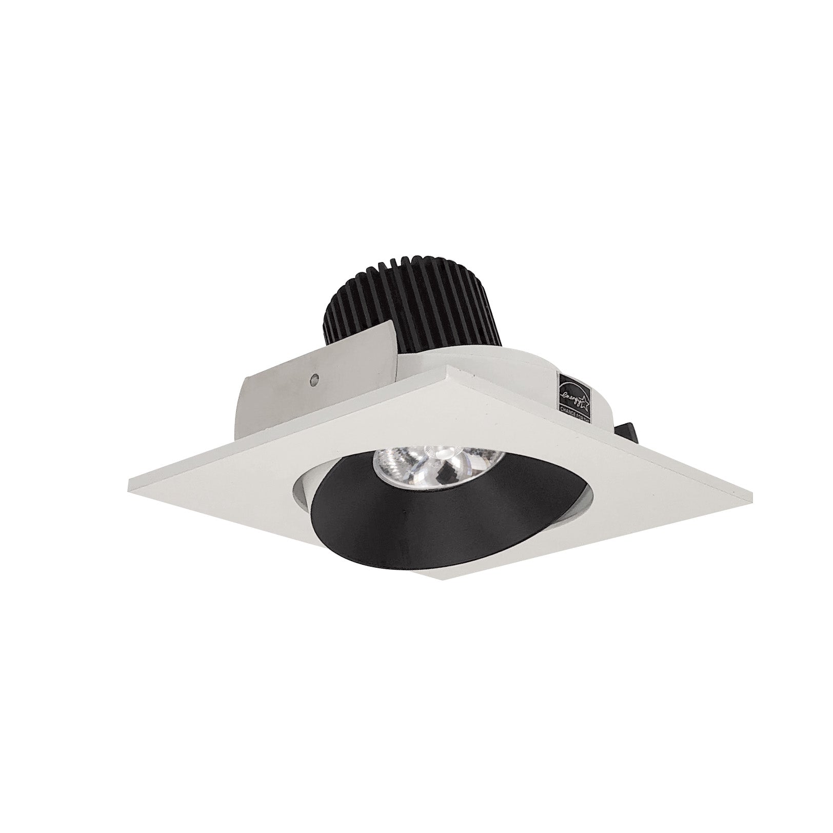 Nora NIO-4SC27QBW 4 inch Iolite LED Square Adjustable Cone Reflector, 10-Degree Optic, 800lm / 12W, 2700K, Black Reflector / White Flange