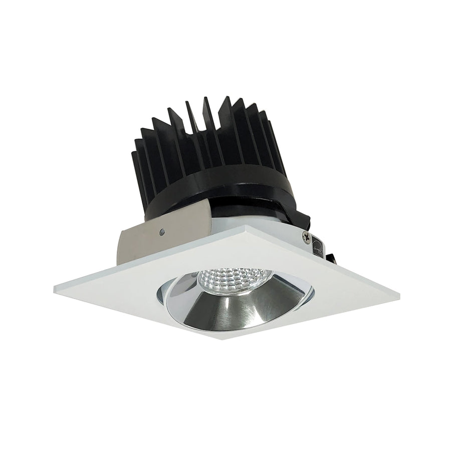Nora NIO-4SCCDXHW 4 inch Iolite LED Square Adjustable Cone Reflector, 800lm / 14W, Comfort Dim, Haze Reflector / White Flange
