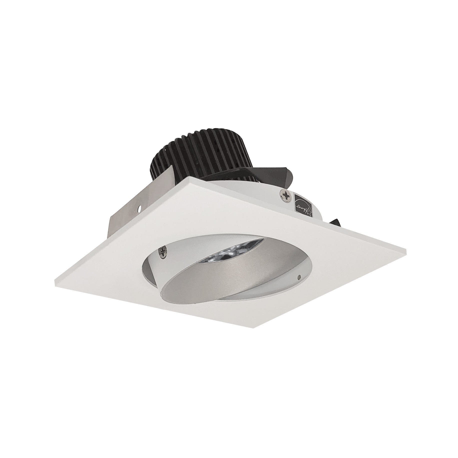 Nora NIO-4SC35QHW 4 inch Iolite LED Square Adjustable Cone Reflector, 10-Degree Optic, 800lm / 12W, 3500K, Haze Reflector / White Flange
