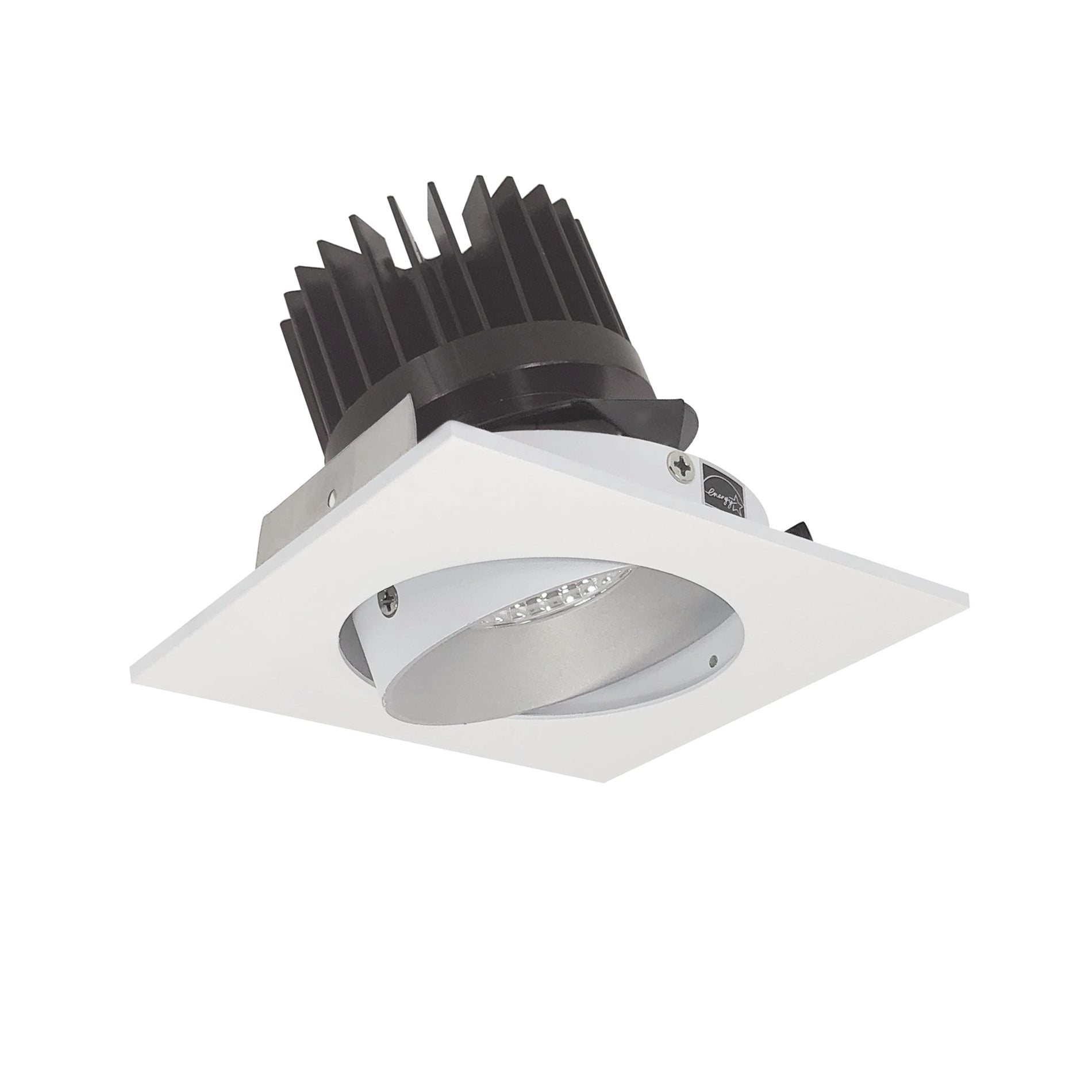 Nora NIO-4SCCDXMPW 4 inch Iolite LED Square Adjustable Cone Reflector, 800lm / 14W, Comfort Dim, Matte Powder White Reflector / Matte Powder White Flange