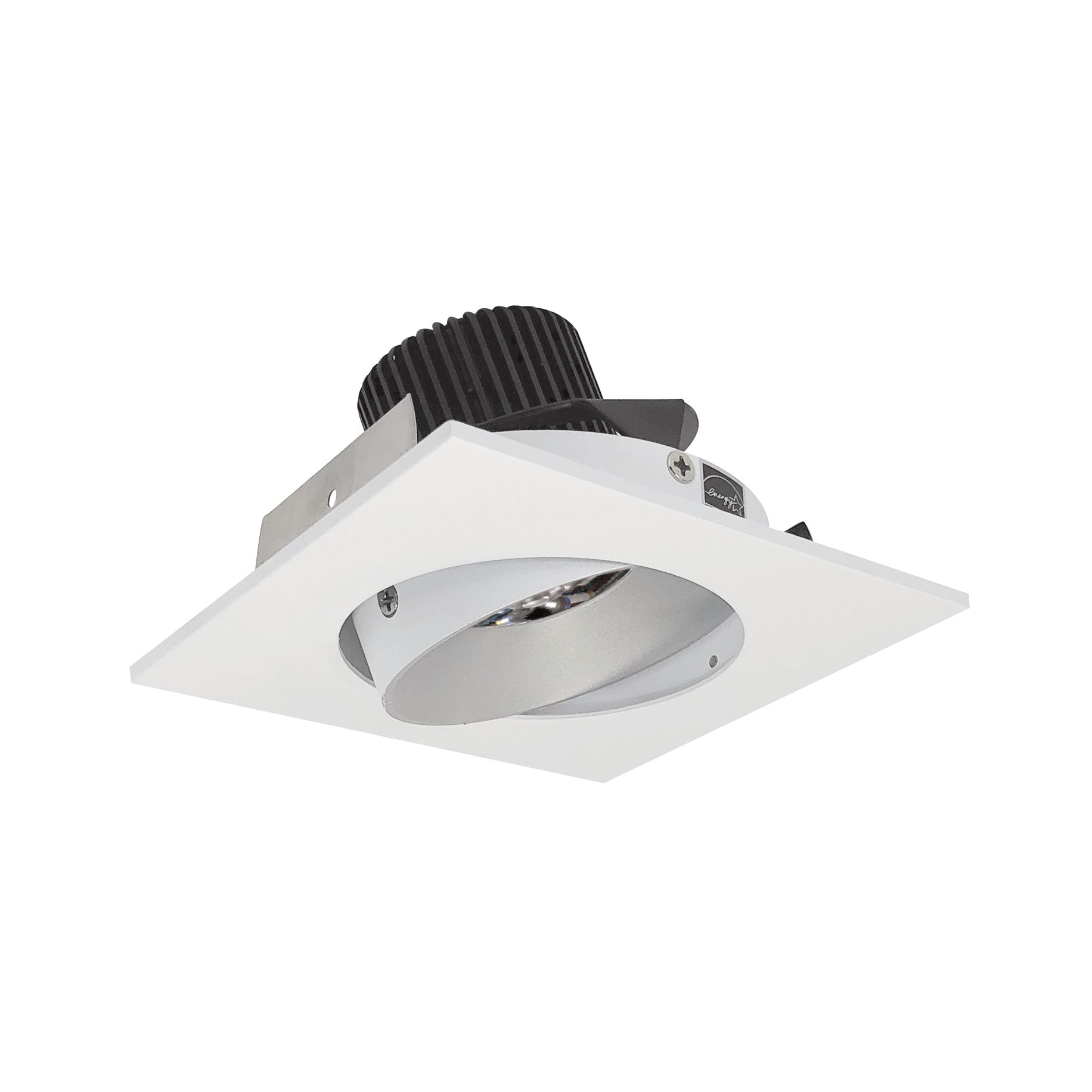 Nora NIO-4SC40QHZMPW 4 inch Iolite LED Square Adjustable Cone Reflector, 10-Degree Optic, 800lm / 12W, 4000K, Haze Reflector / Matte Powder White Flange
