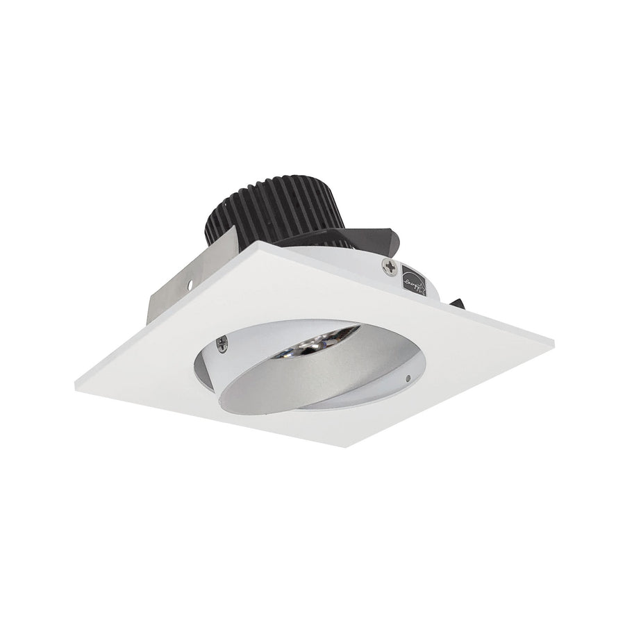 Nora NIO-4SC40QHZMPW 4 inch Iolite LED Square Adjustable Cone Reflector, 10-Degree Optic, 800lm / 12W, 4000K, Haze Reflector / Matte Powder White Flange