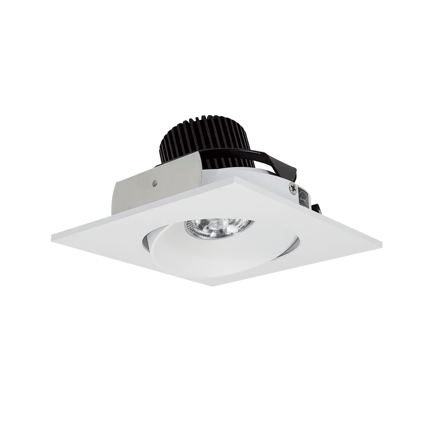 Nora NIO-4SC35QMPW 4 inch Iolite LED Square Adjustable Cone Reflector, 10-Degree Optic, 800lm / 12W, 3500K, Matte Powder White Reflector / Matte Powder White Flange