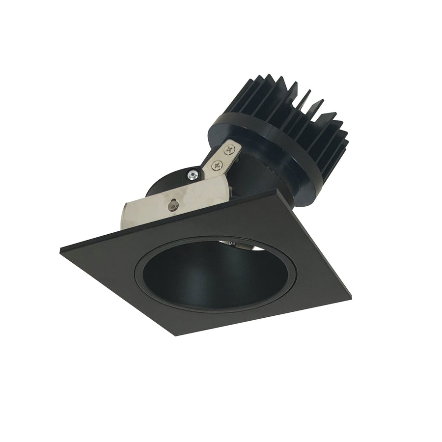 Nora NIO-4SDCDXBB/HL 4 inch Iolite LED Square Adjustable Reflector with Round Aperture, 1500lm/2000lm (varies by housing), Comfort Dim, Black Reflector / Black Flange